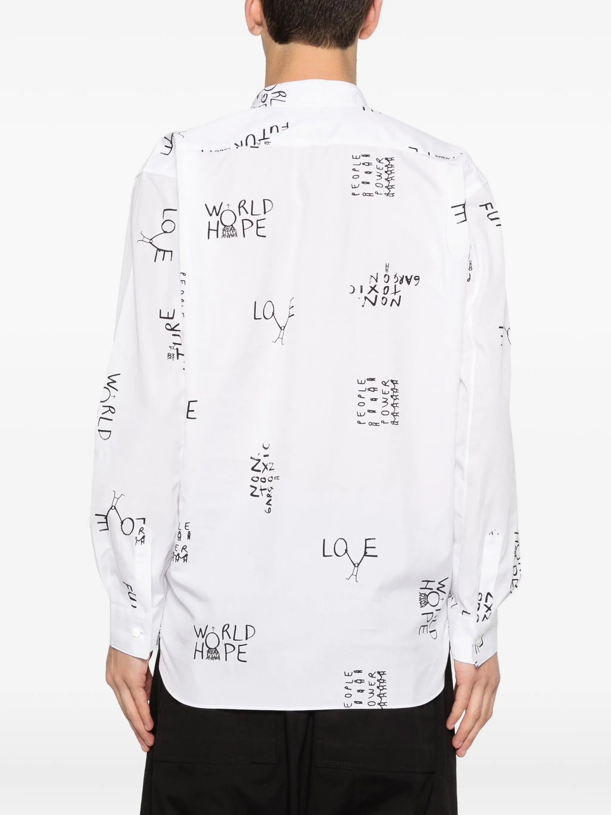 slogan-print zip-detail shirt