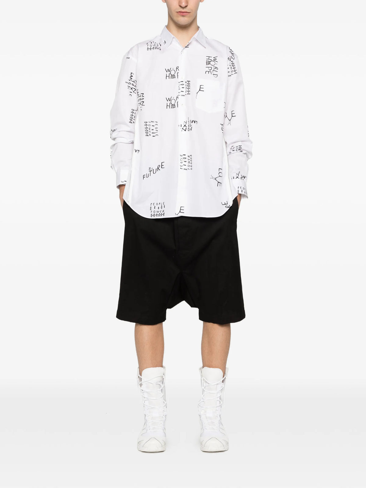 slogan-print zip-detail shirt