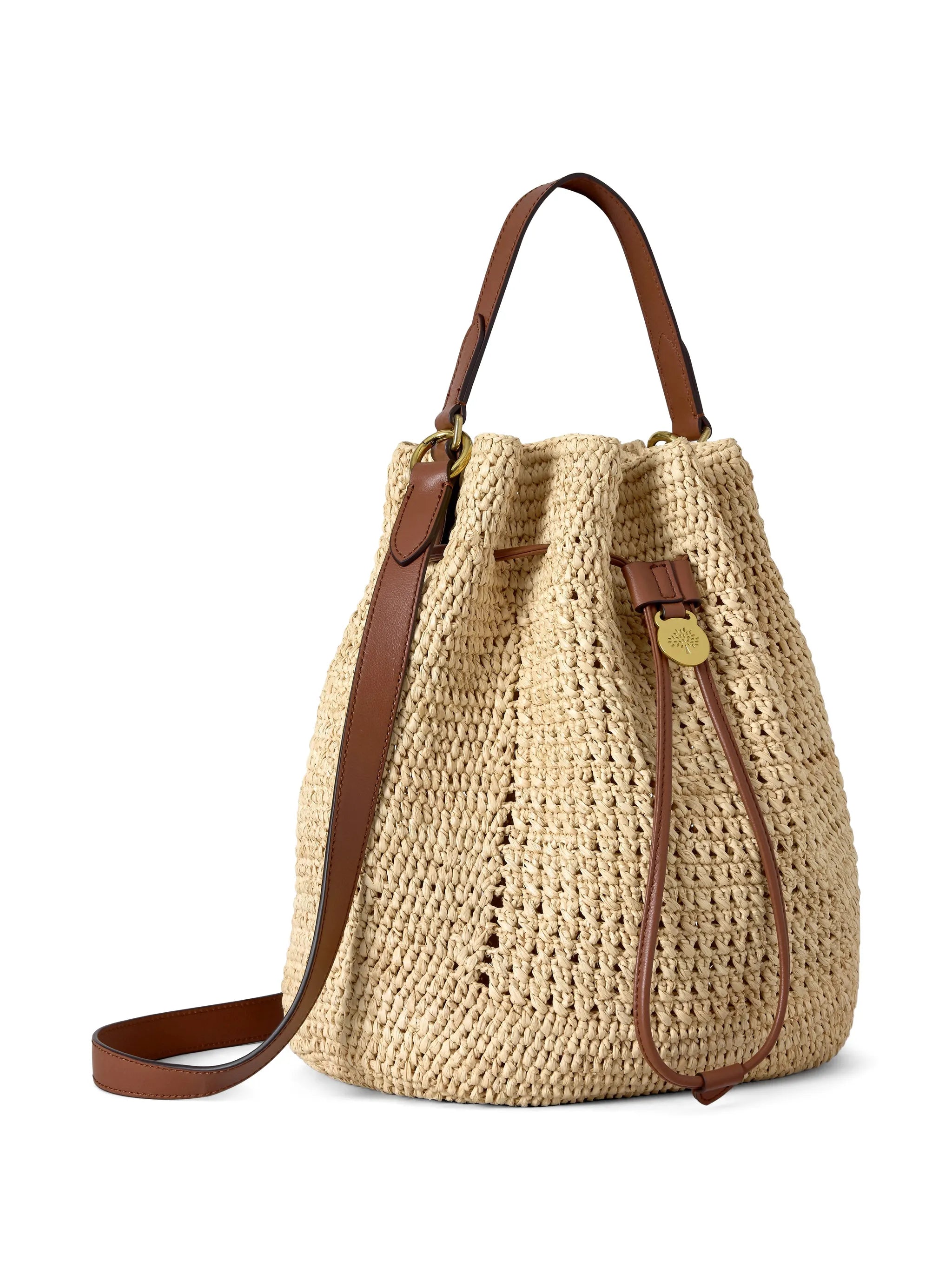 crochet raffia bucket bag