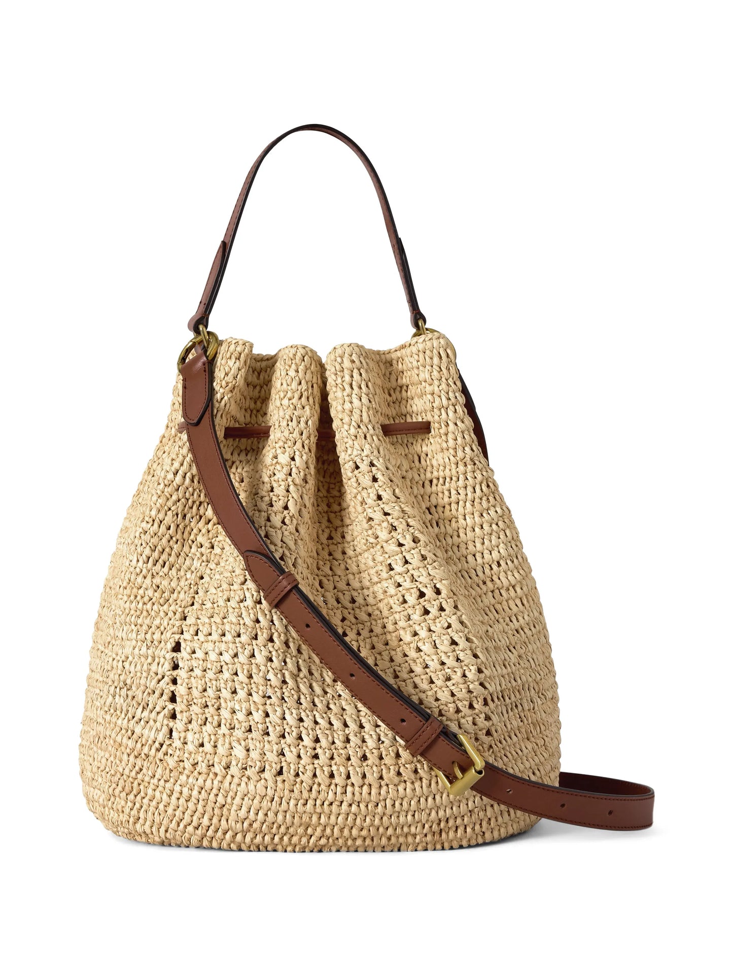 crochet raffia bucket bag