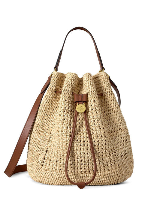 crochet raffia bucket bag