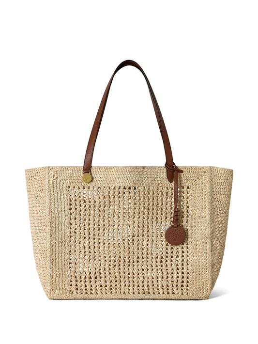 crochet raffia tote bag