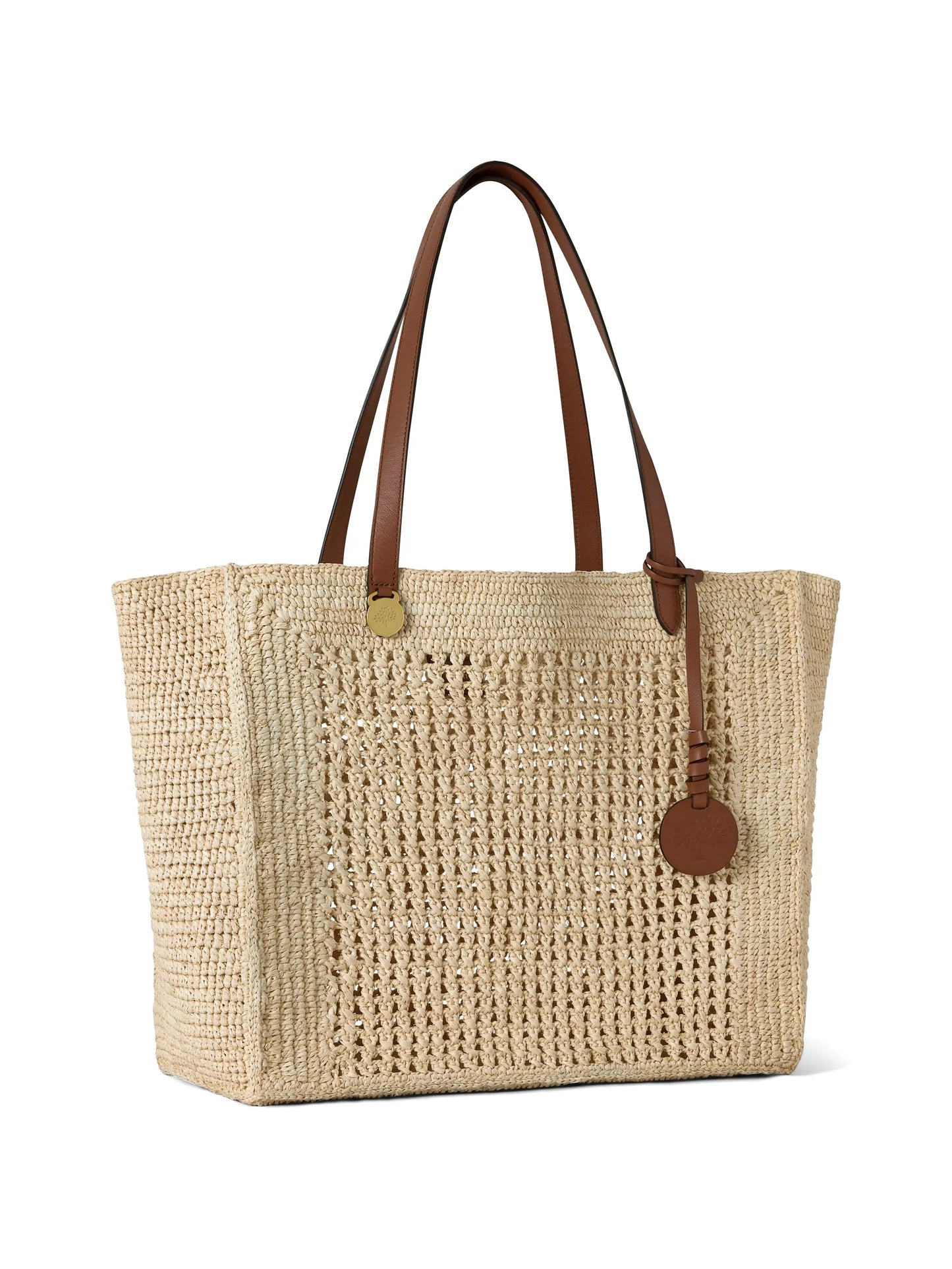 crochet raffia tote bag