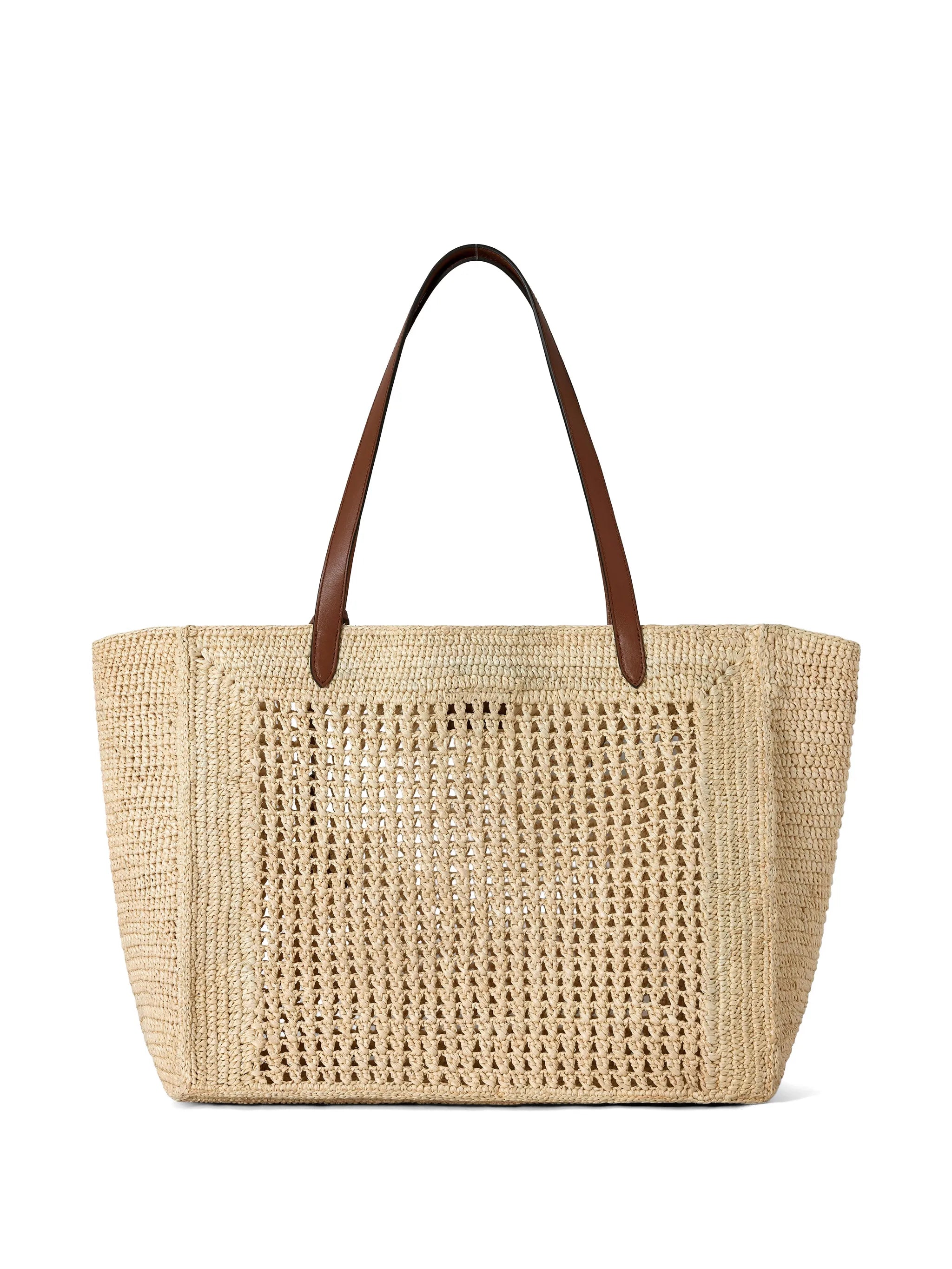 crochet raffia tote bag