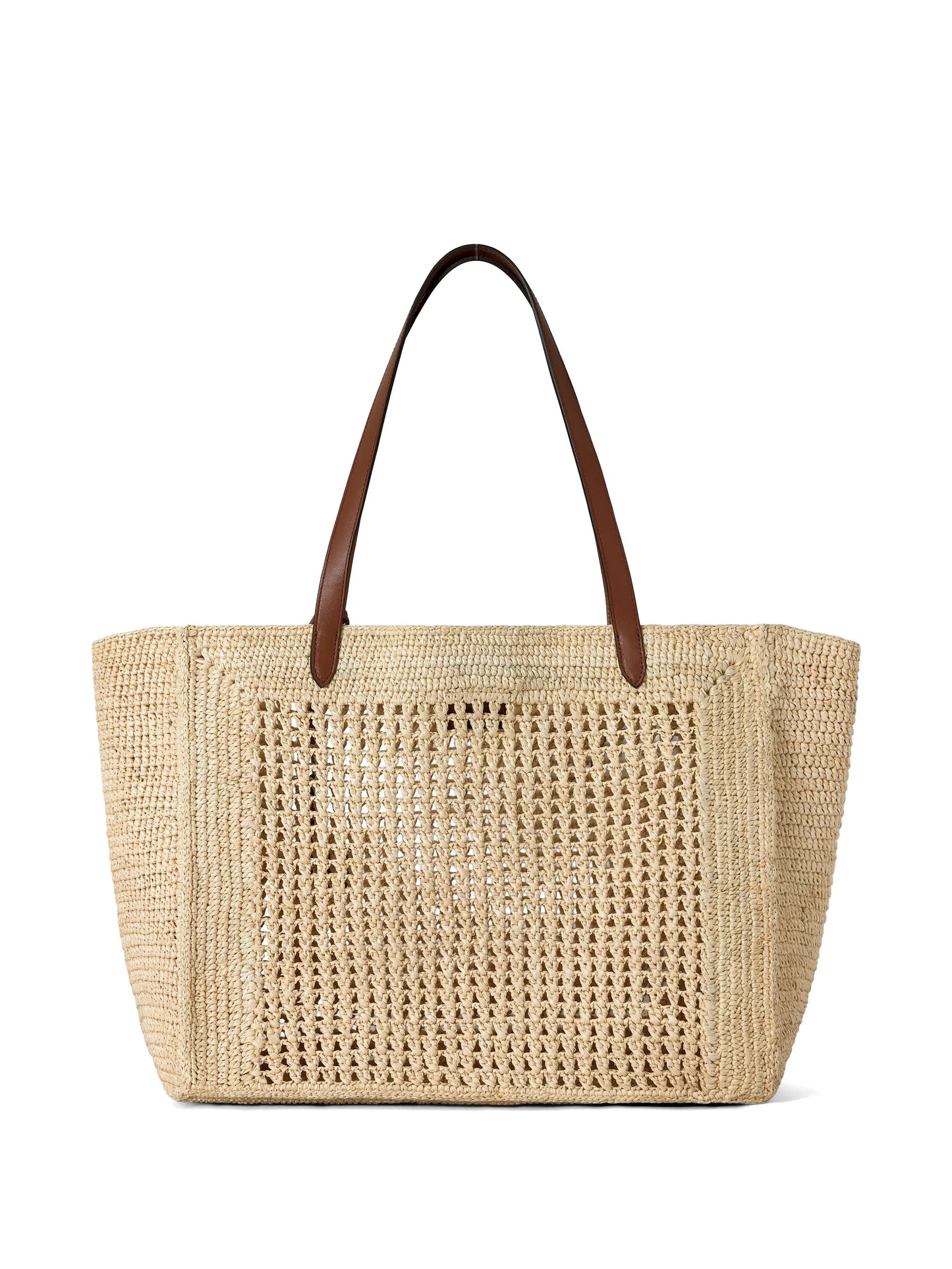 crochet raffia tote bag