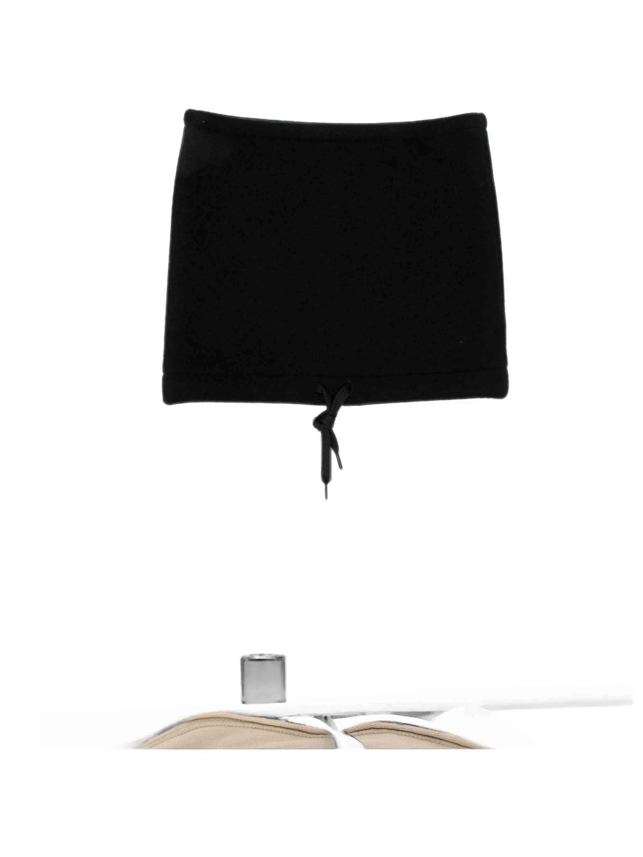 drawstring fleece beanie hat
