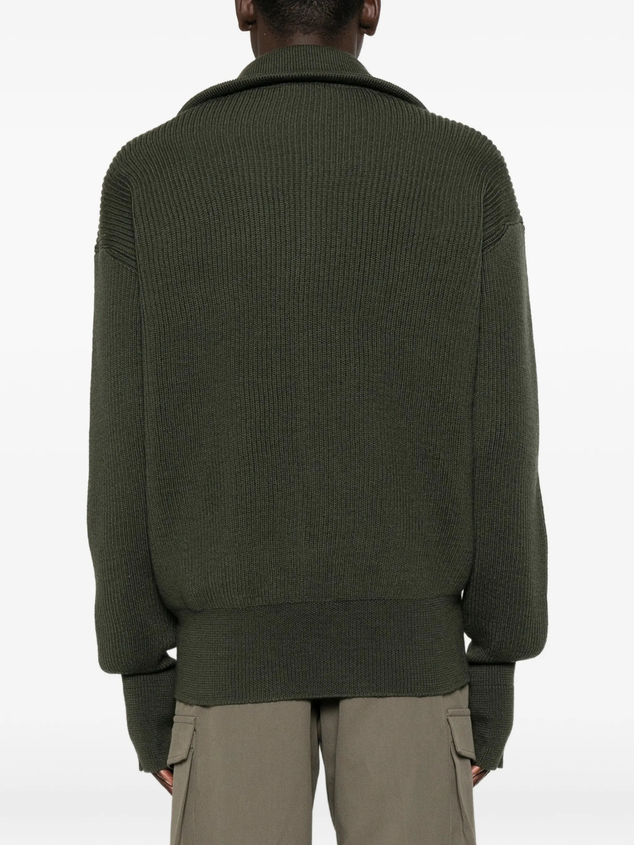 half-zip ribbed-knit sweater