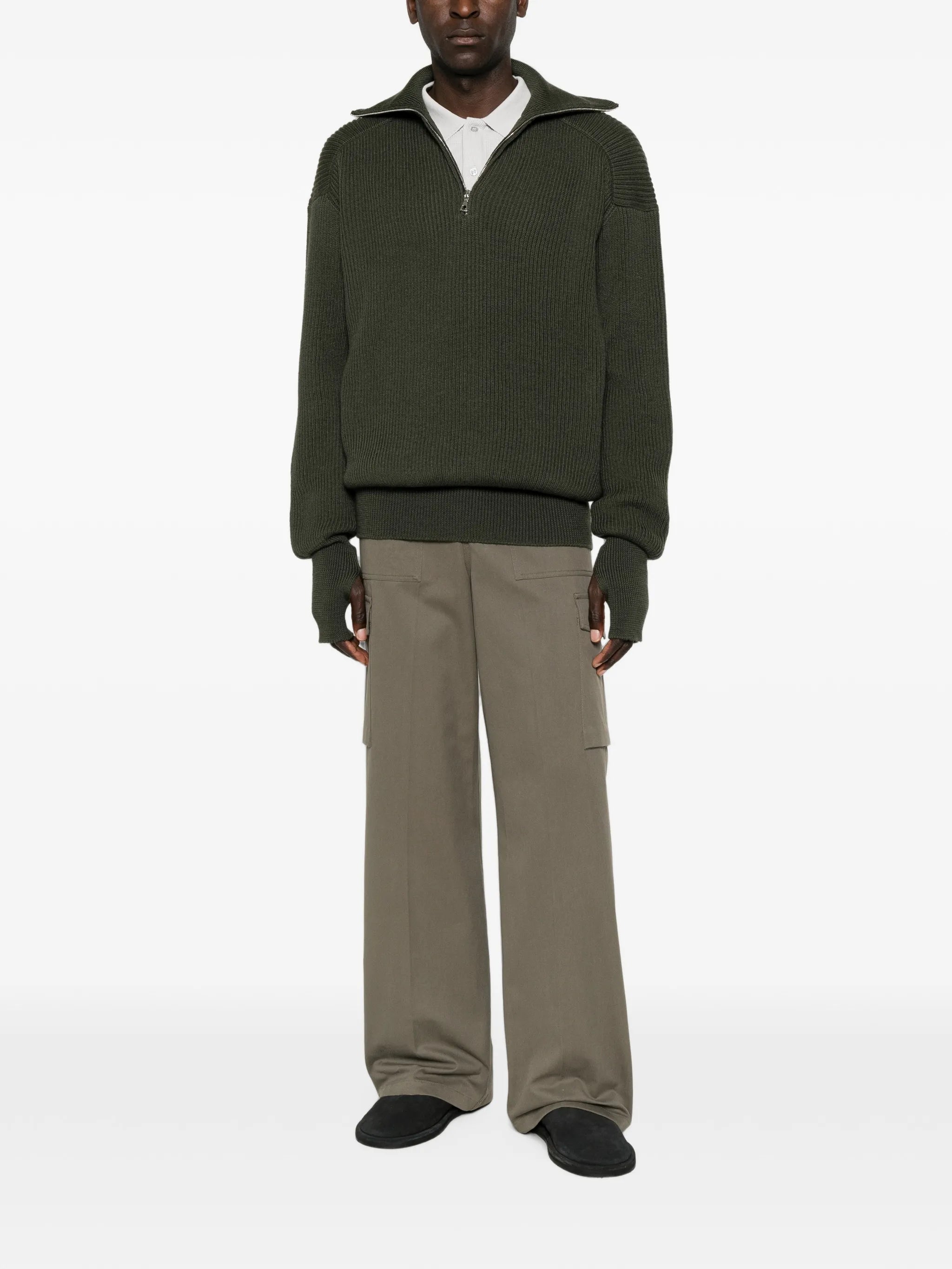 half-zip ribbed-knit sweater
