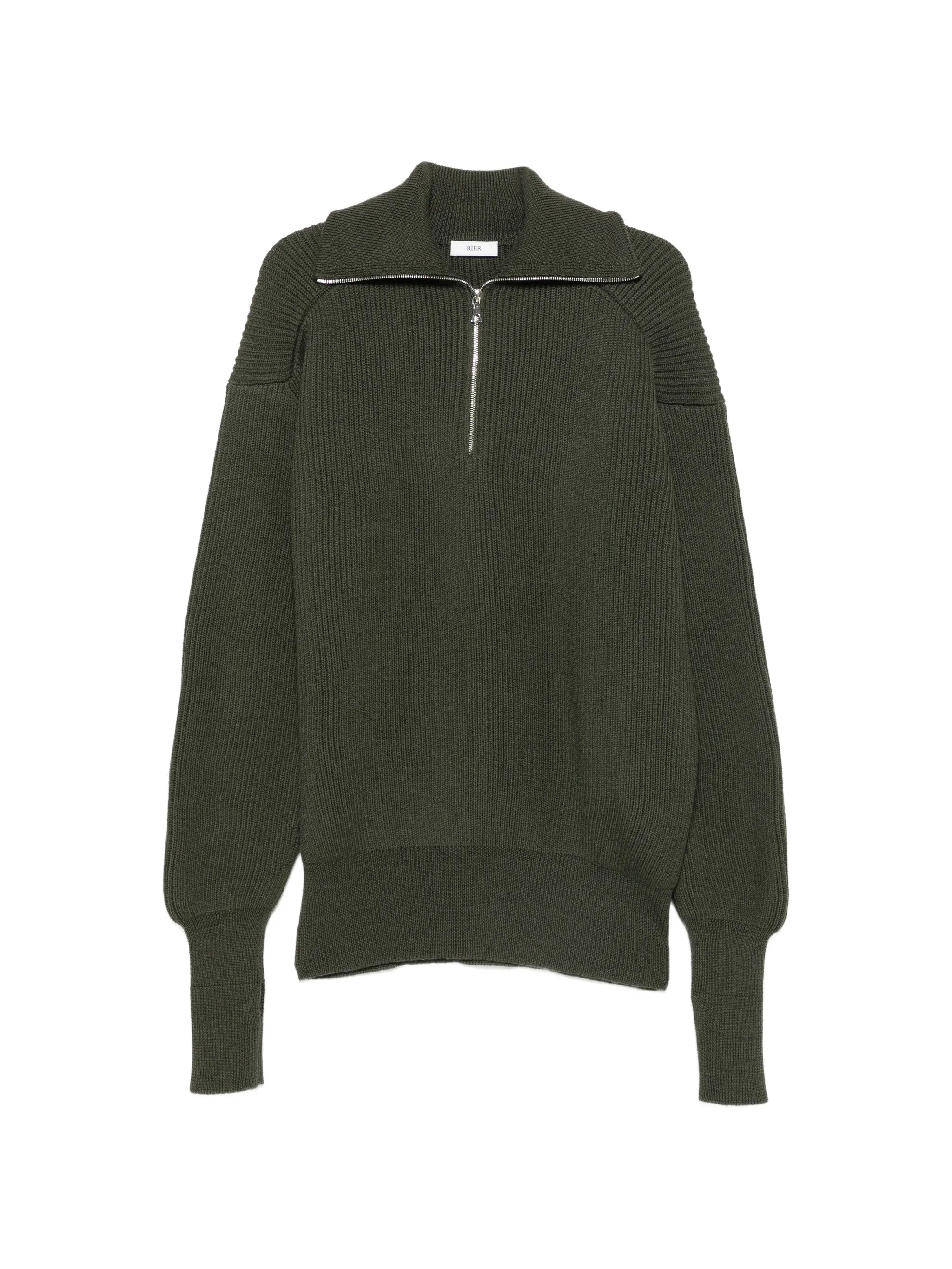 half-zip ribbed-knit sweater