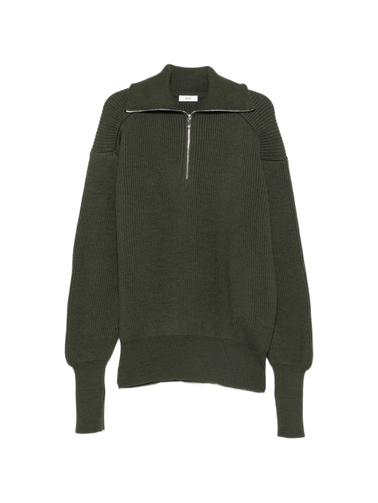half-zip ribbed-knit sweater