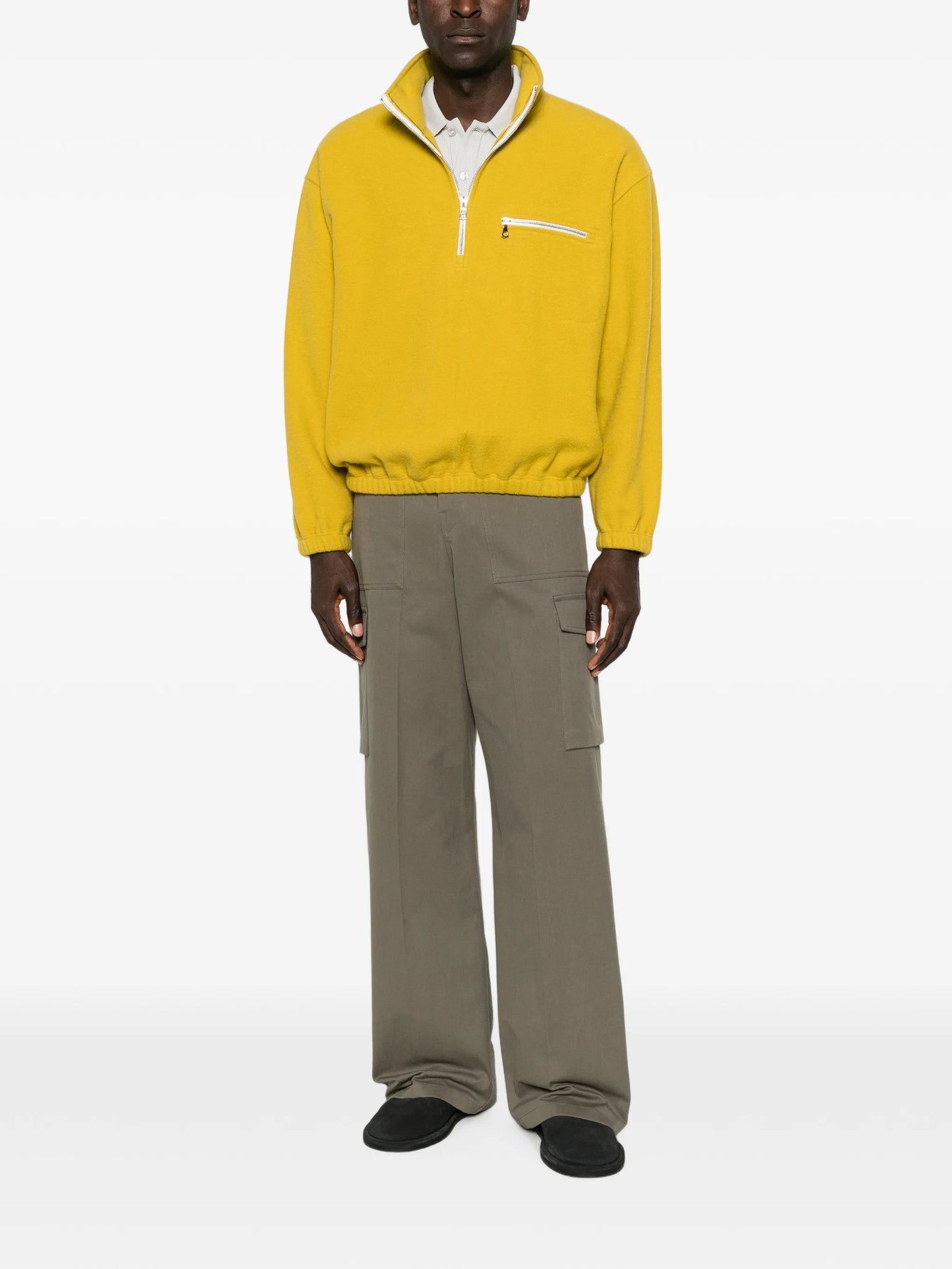 zip-fastening fleece sweatshirt