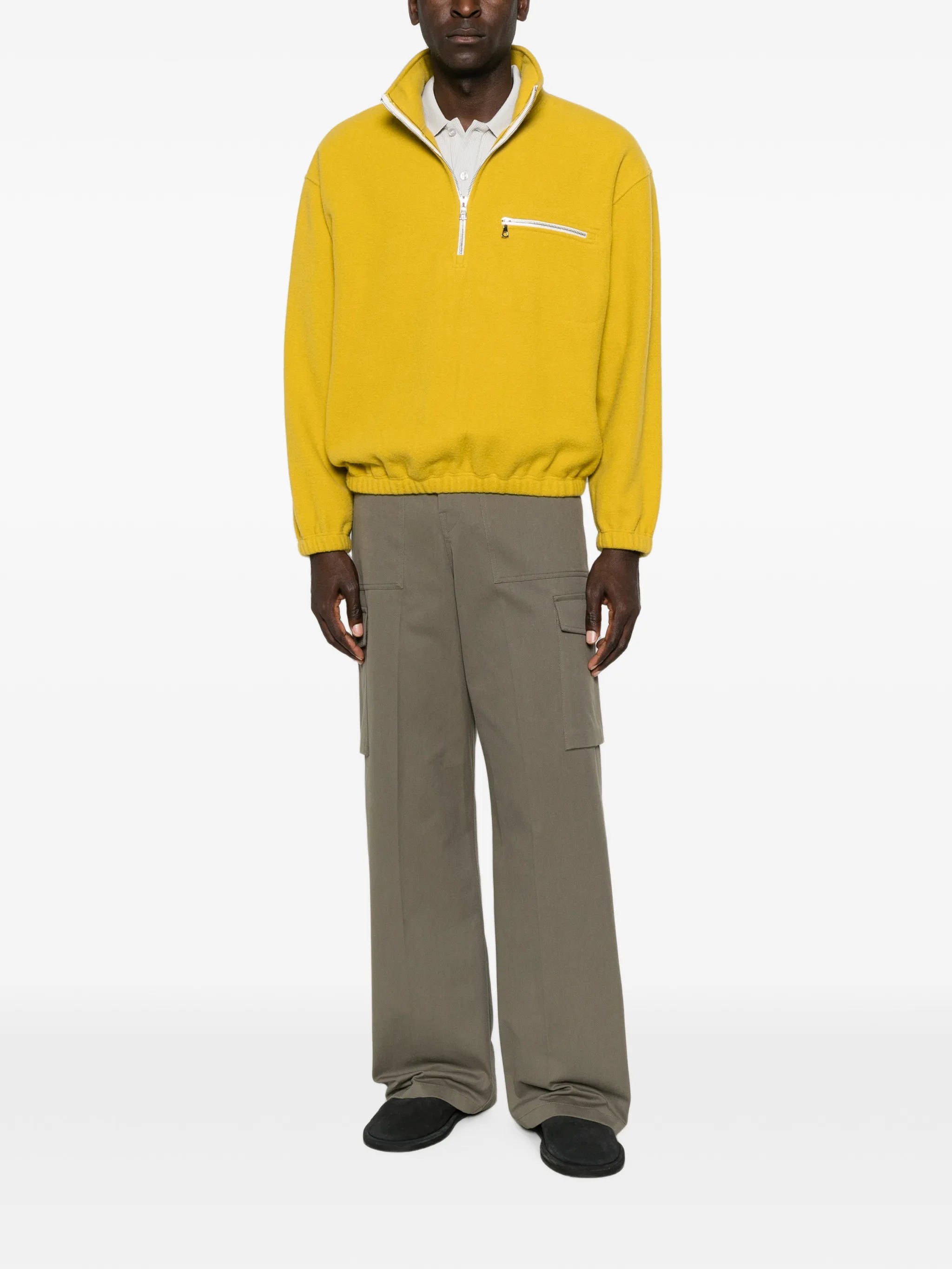 zip-fastening fleece sweatshirt