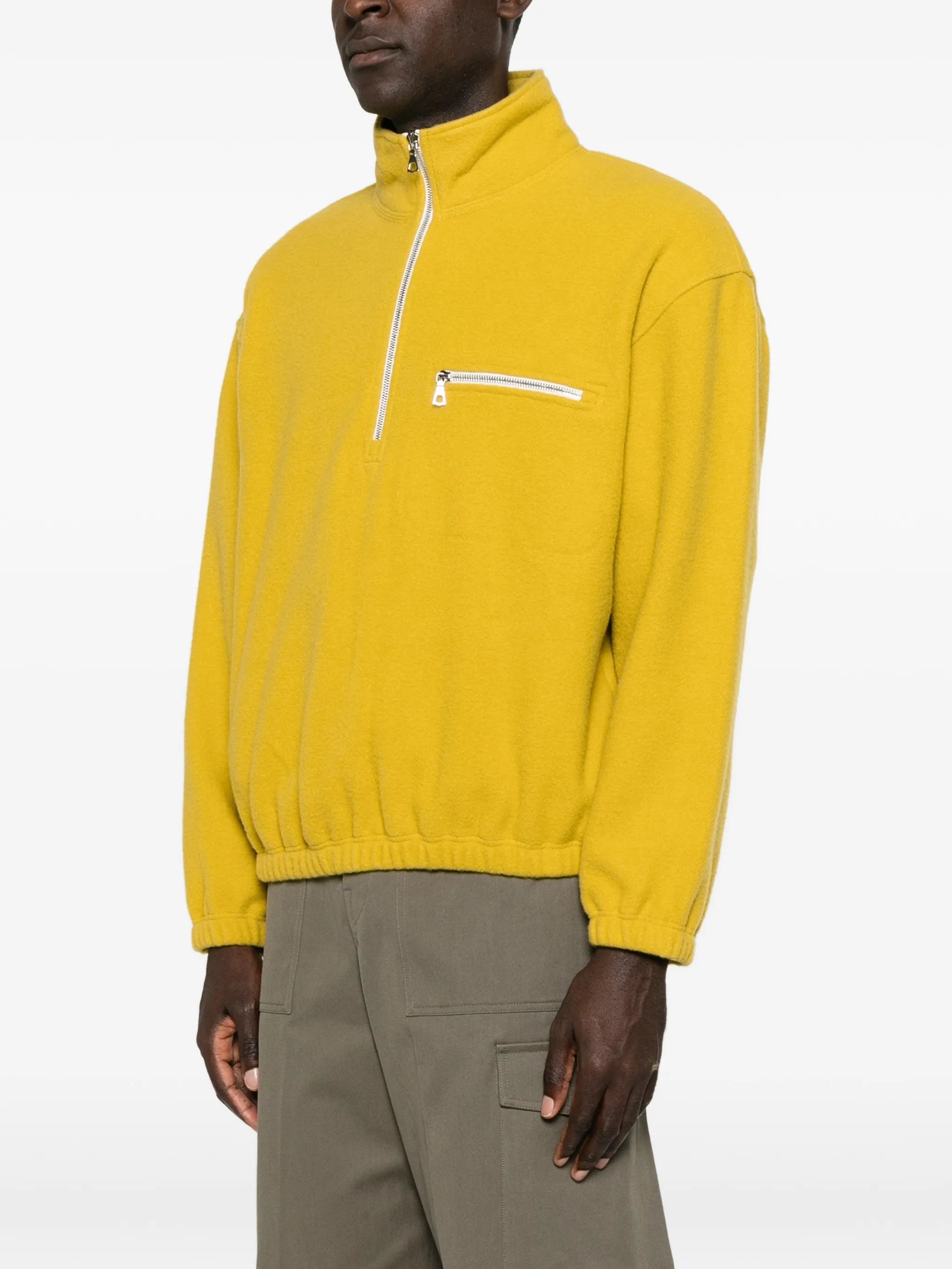 zip-fastening fleece sweatshirt