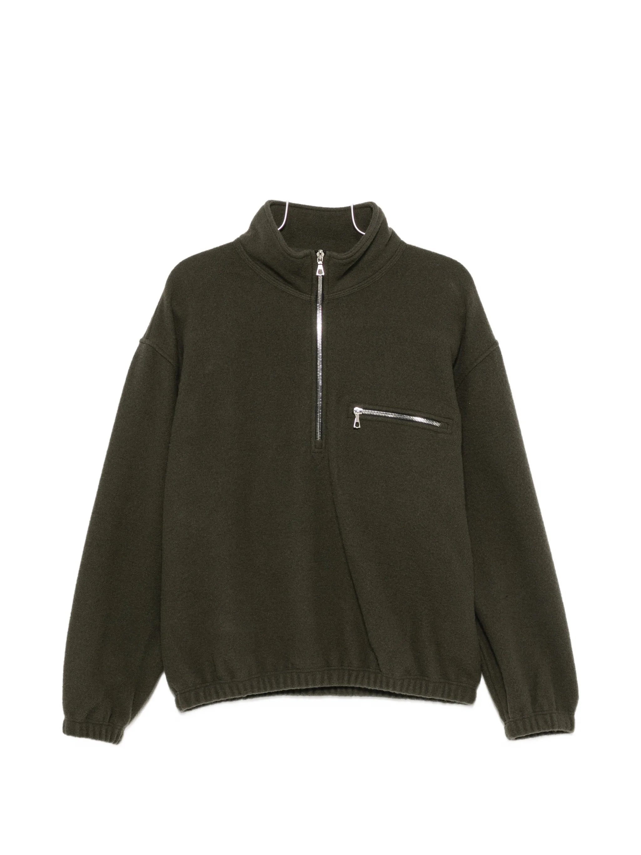 zip-fastening fleece sweatshirt
