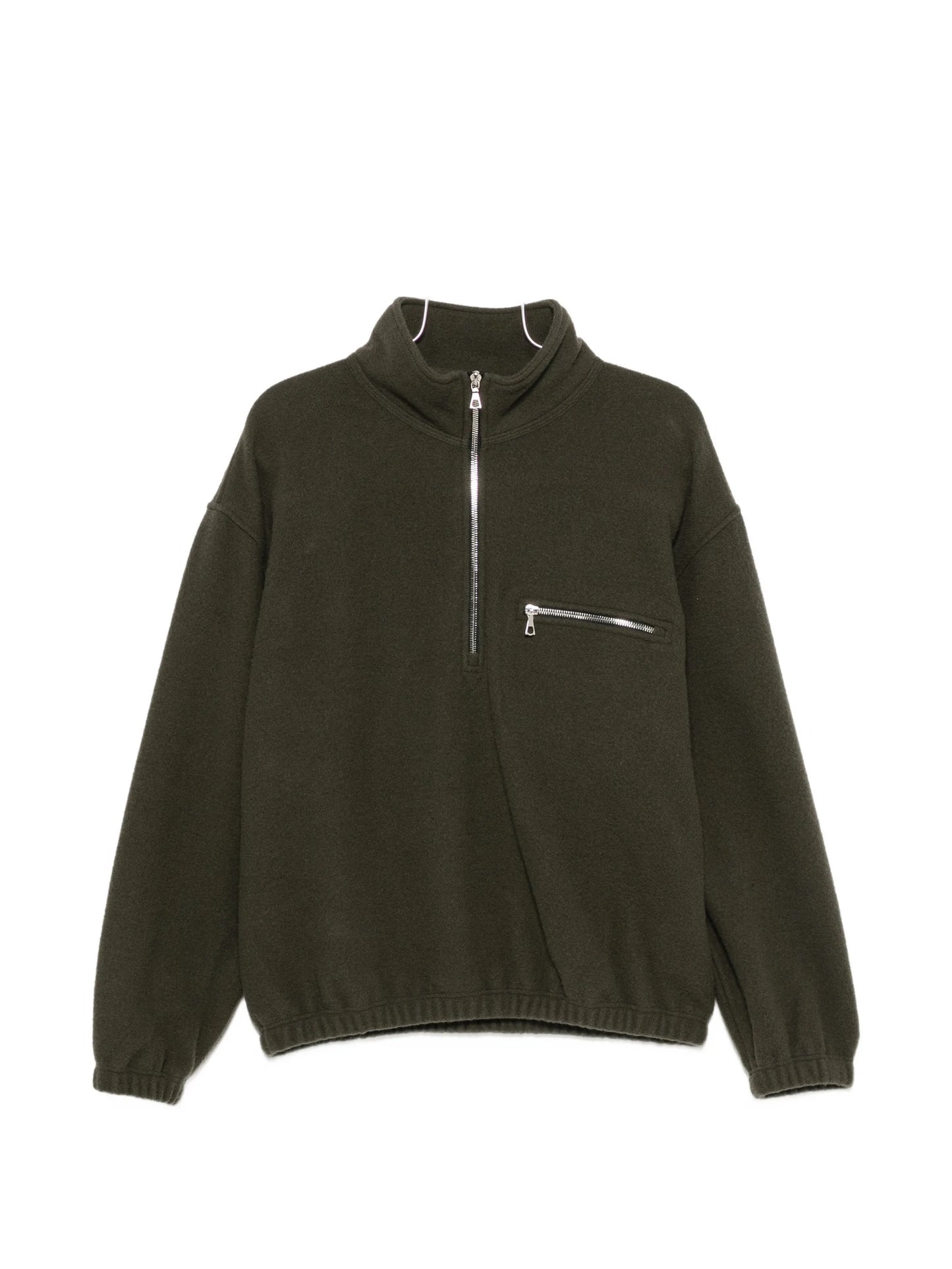 zip-fastening fleece sweatshirt