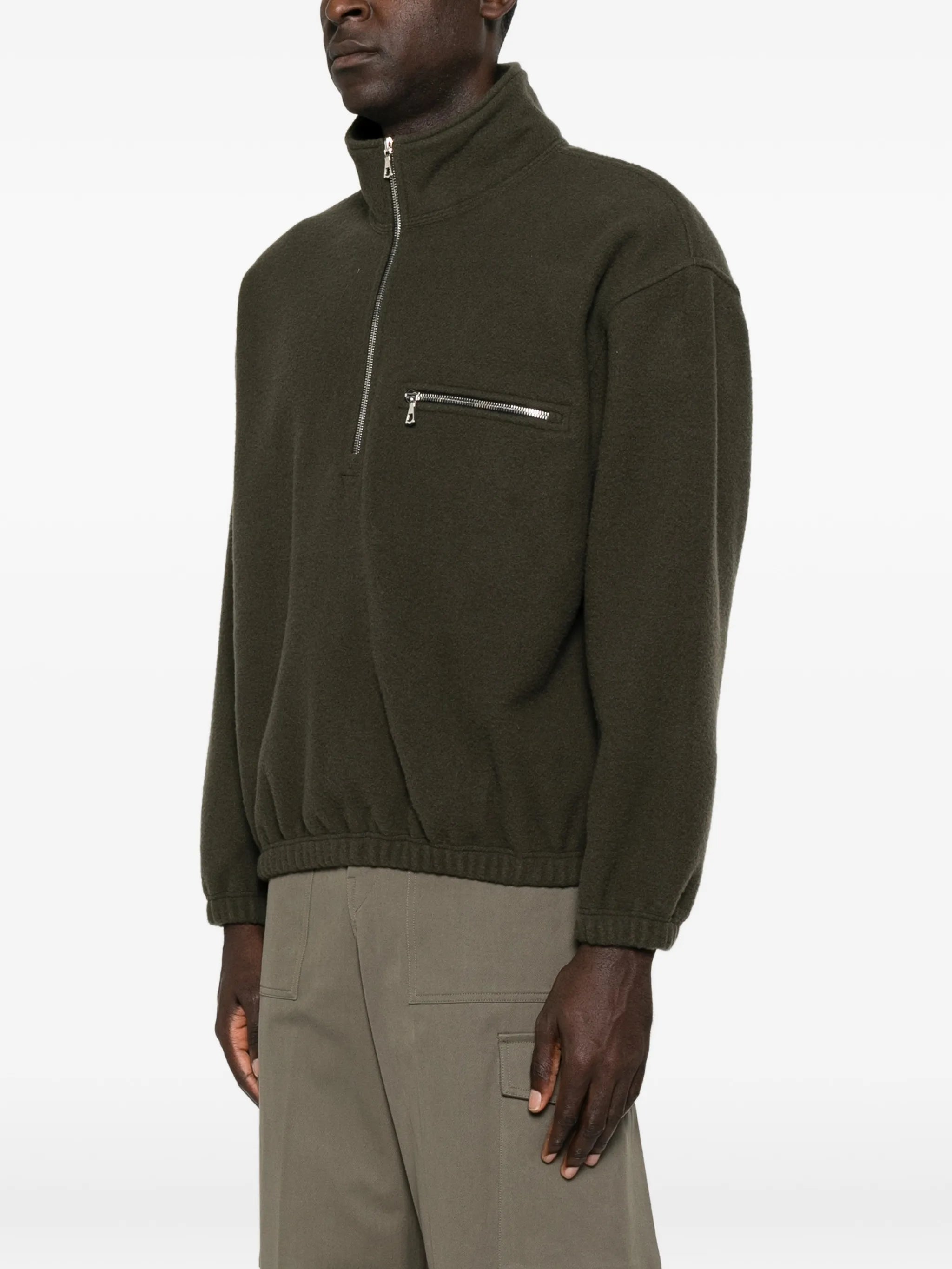 zip-fastening fleece sweatshirt