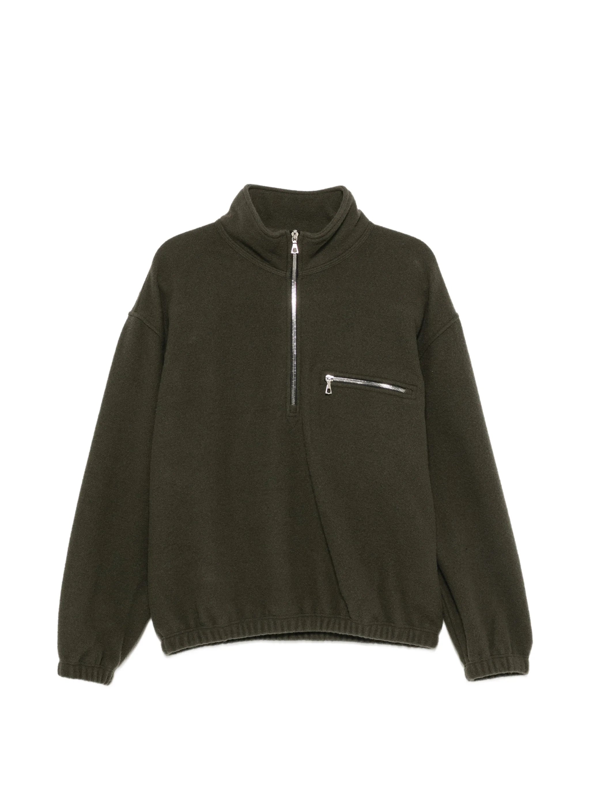 zip-fastening fleece sweatshirt