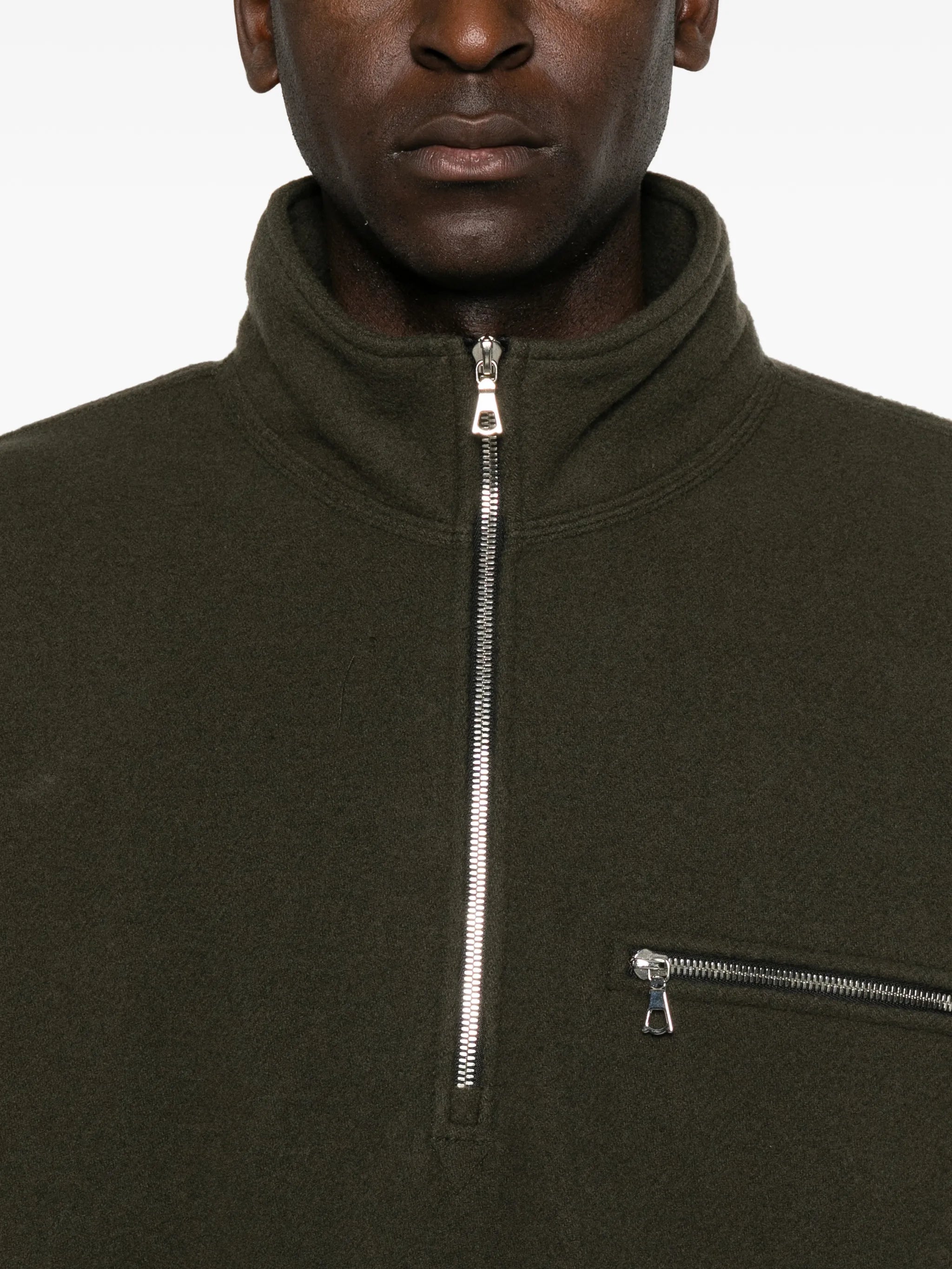 zip-fastening fleece sweatshirt