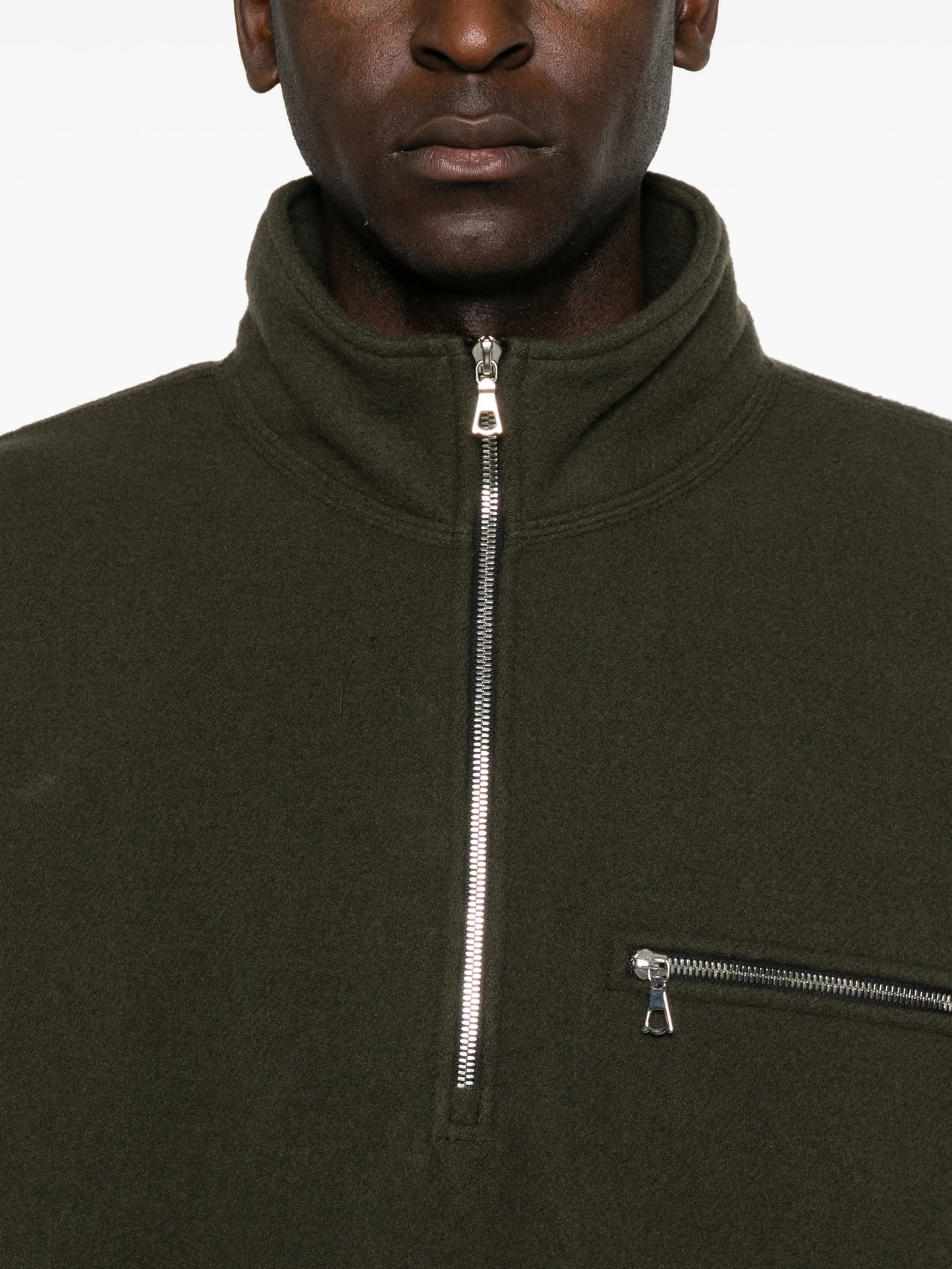 zip-fastening fleece sweatshirt