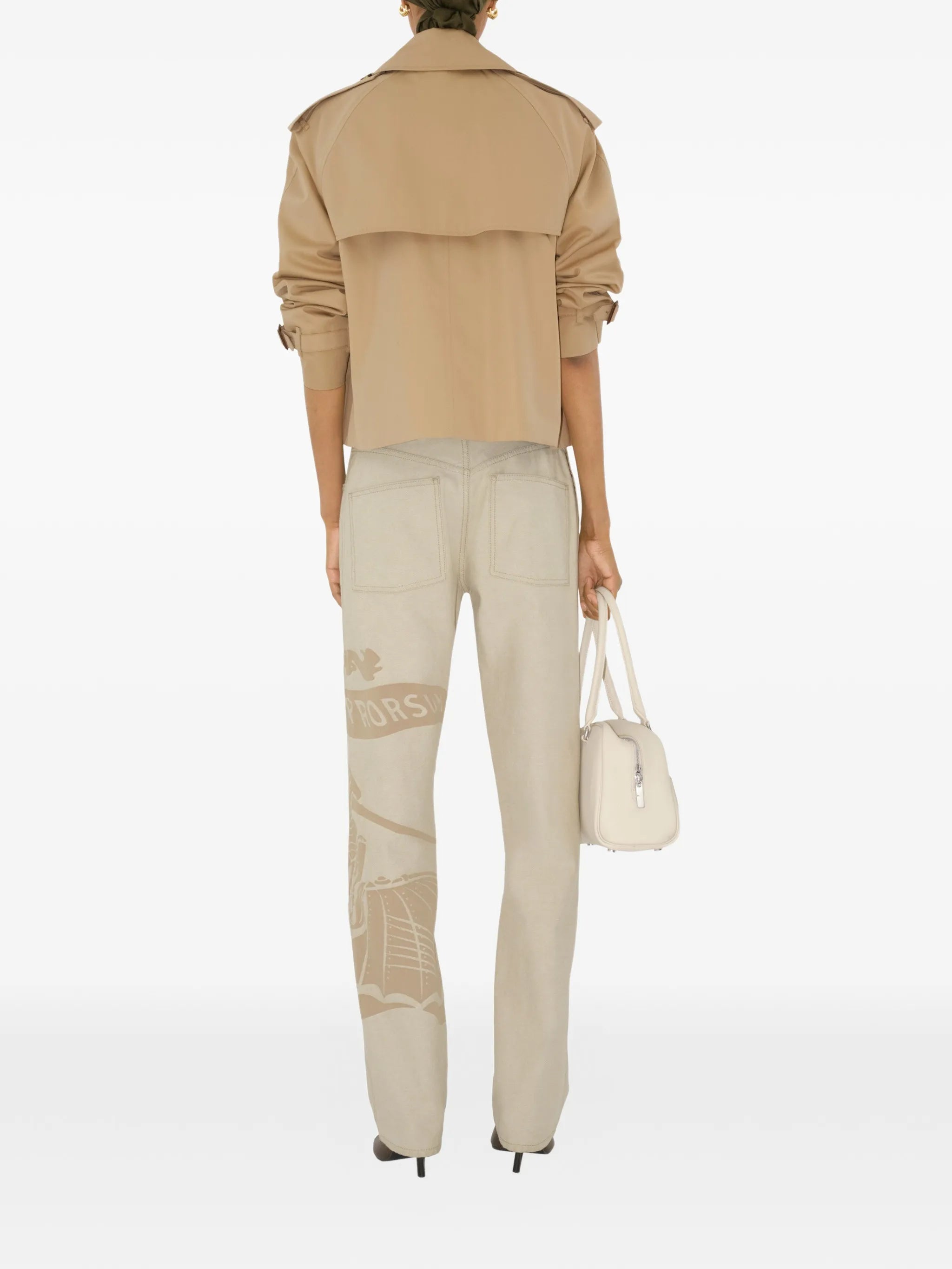 double-breasted cropped trench coat