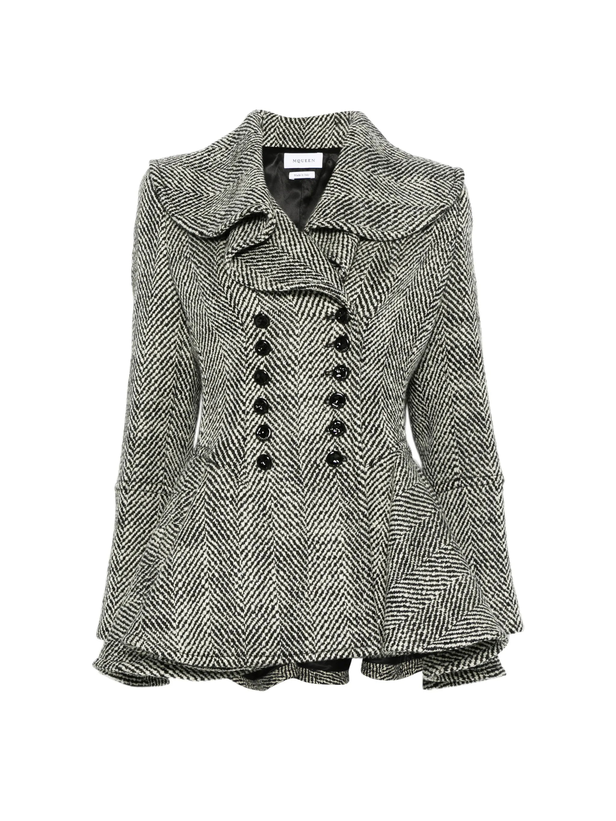 double-breasted peplum-hem coat