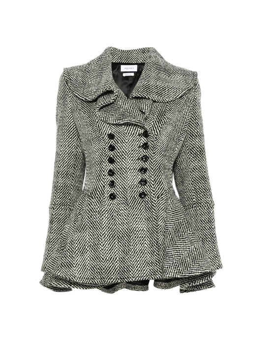 double-breasted peplum-hem coat