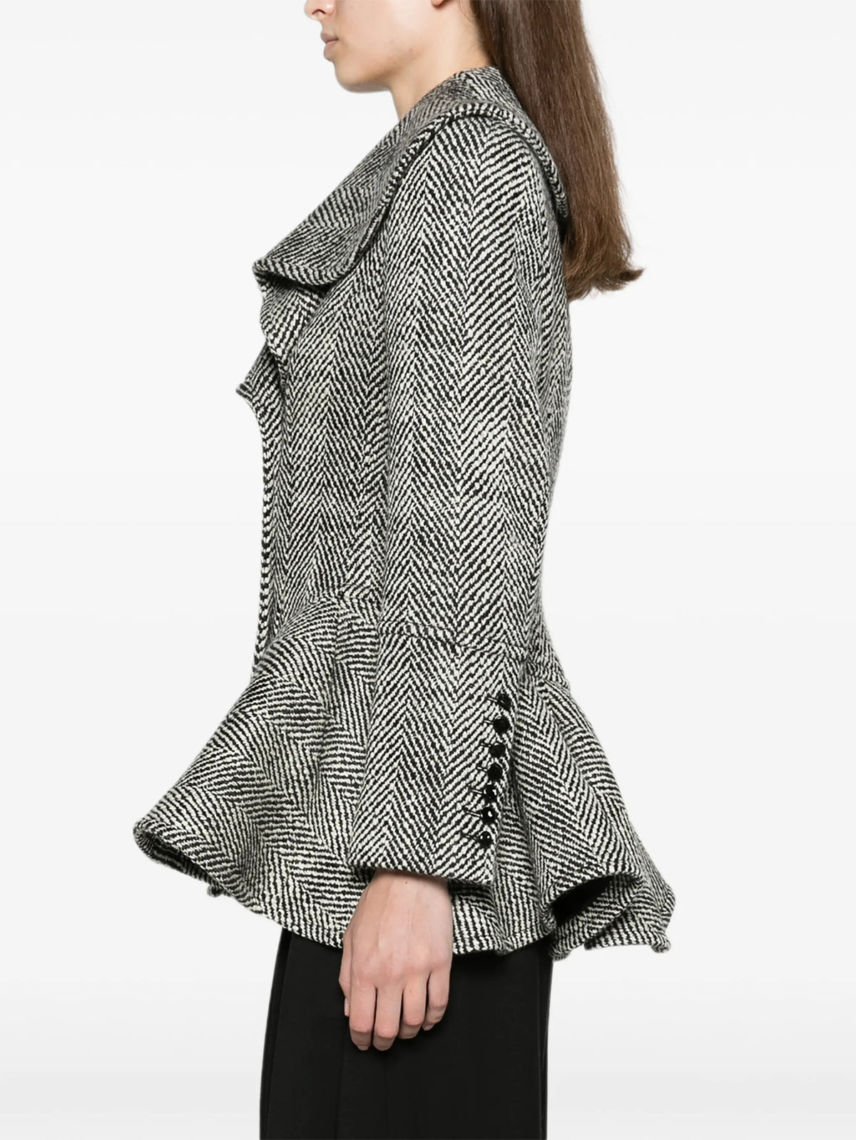 double-breasted peplum-hem coat