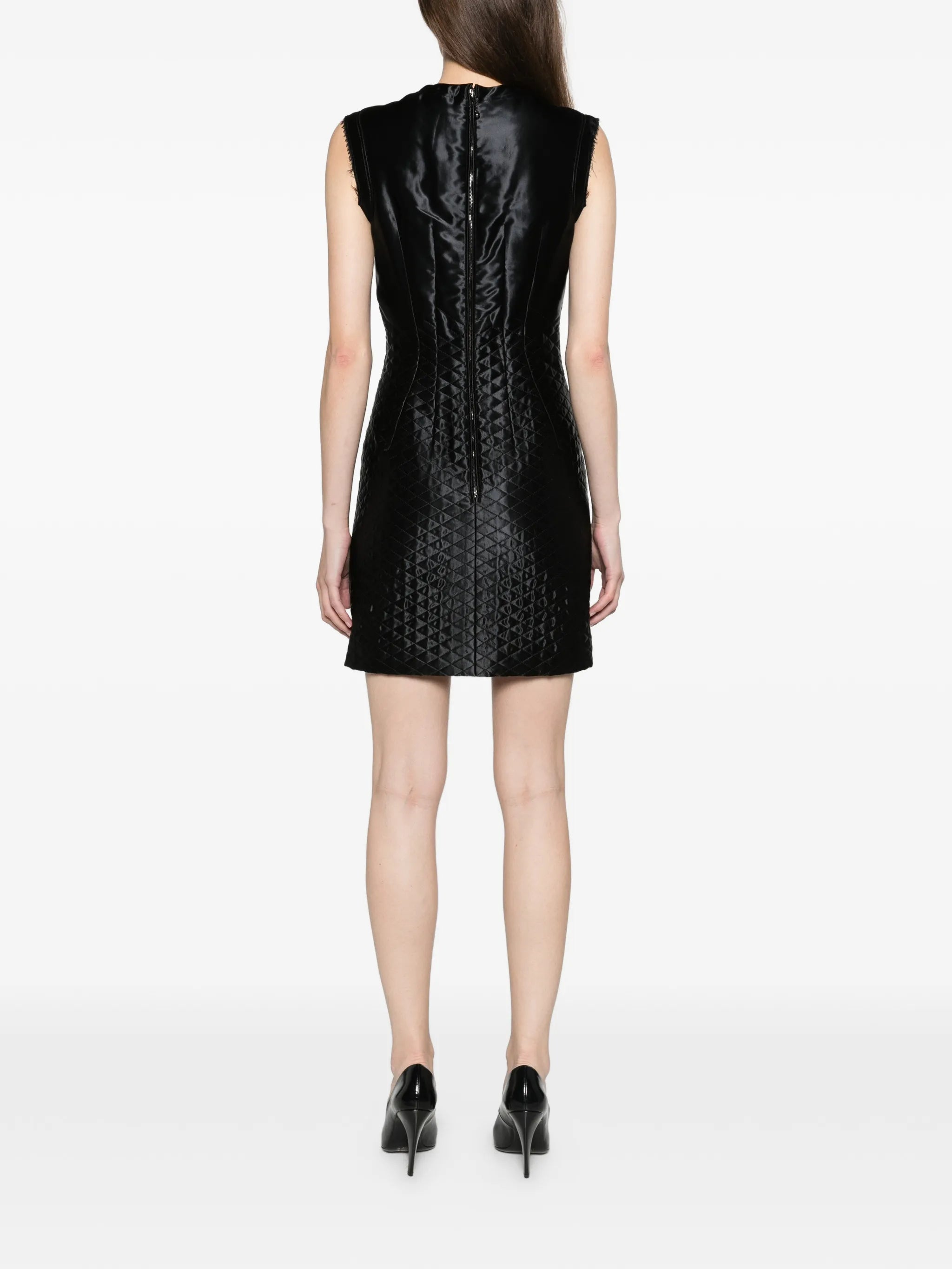 quilted satin mini dress