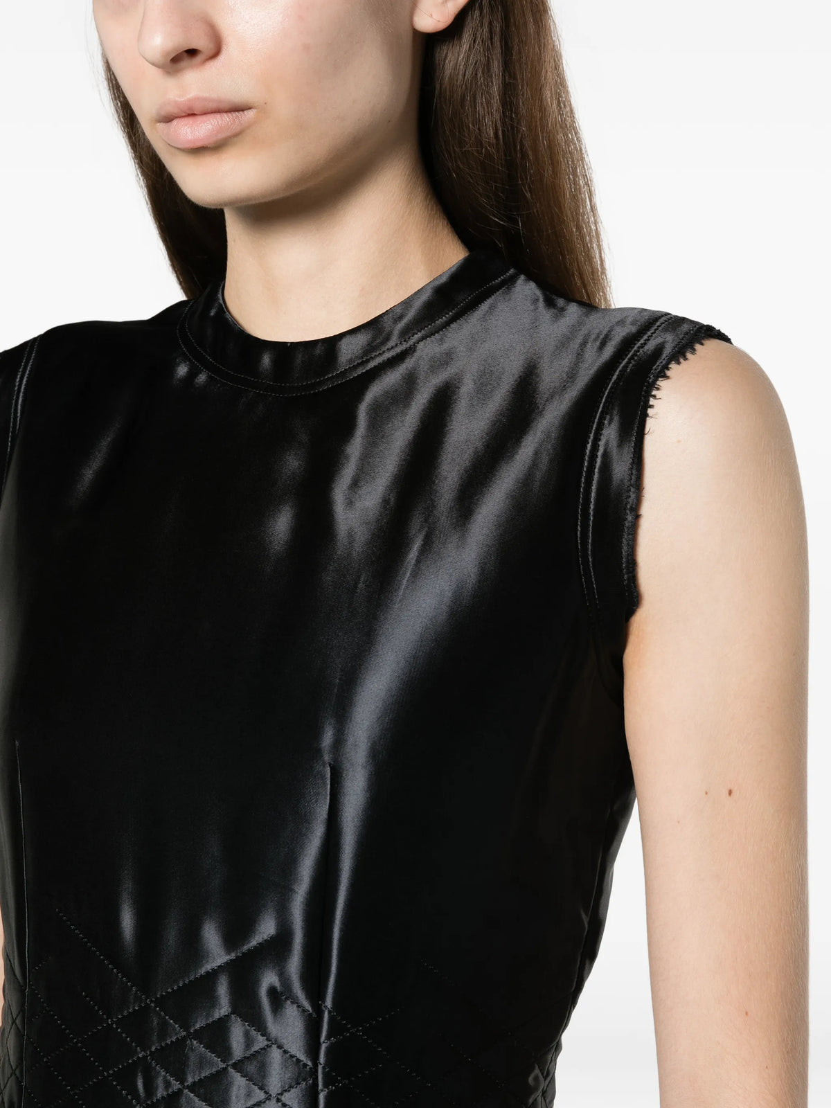 quilted satin mini dress
