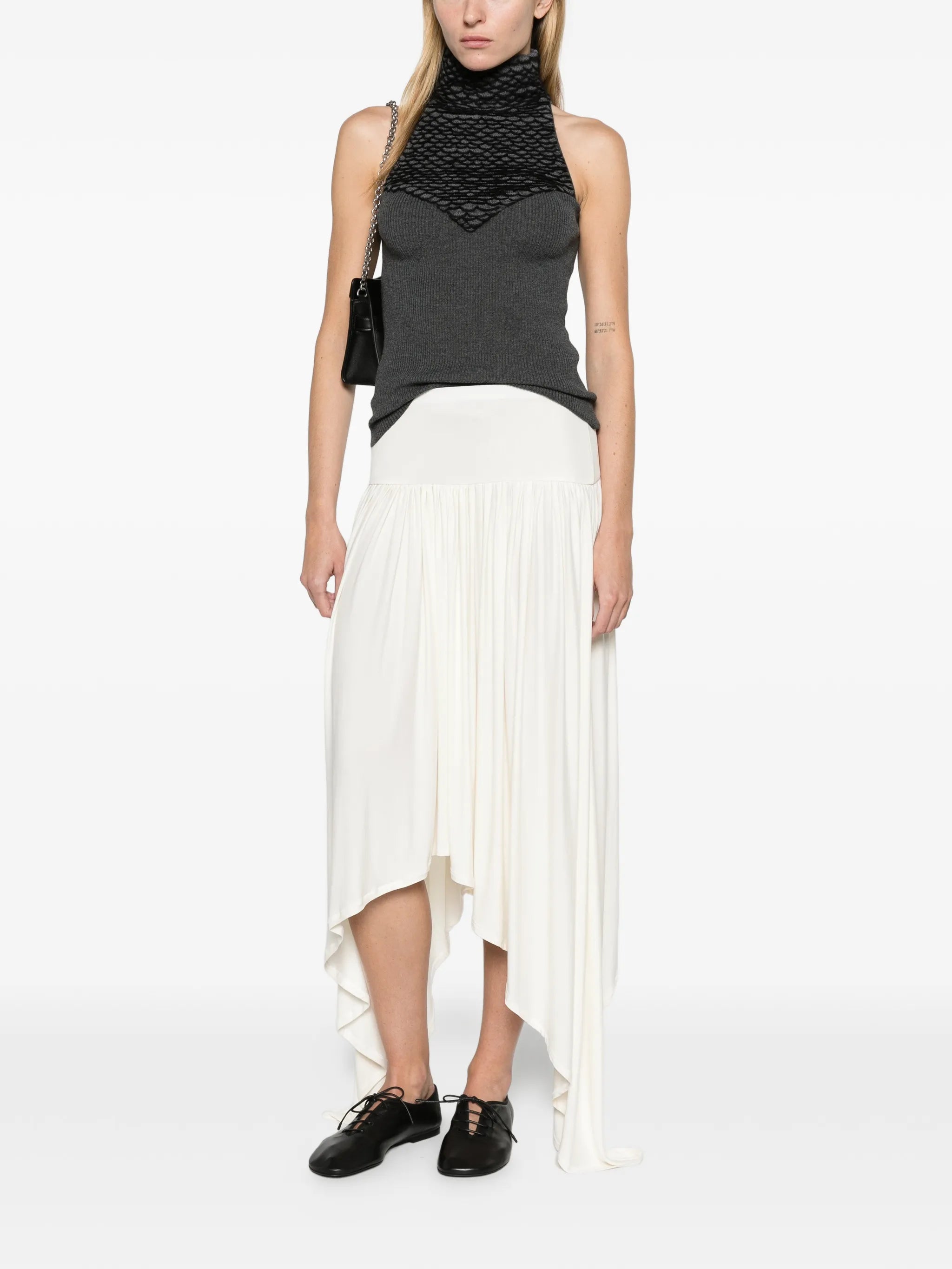 knit feathers top in brown