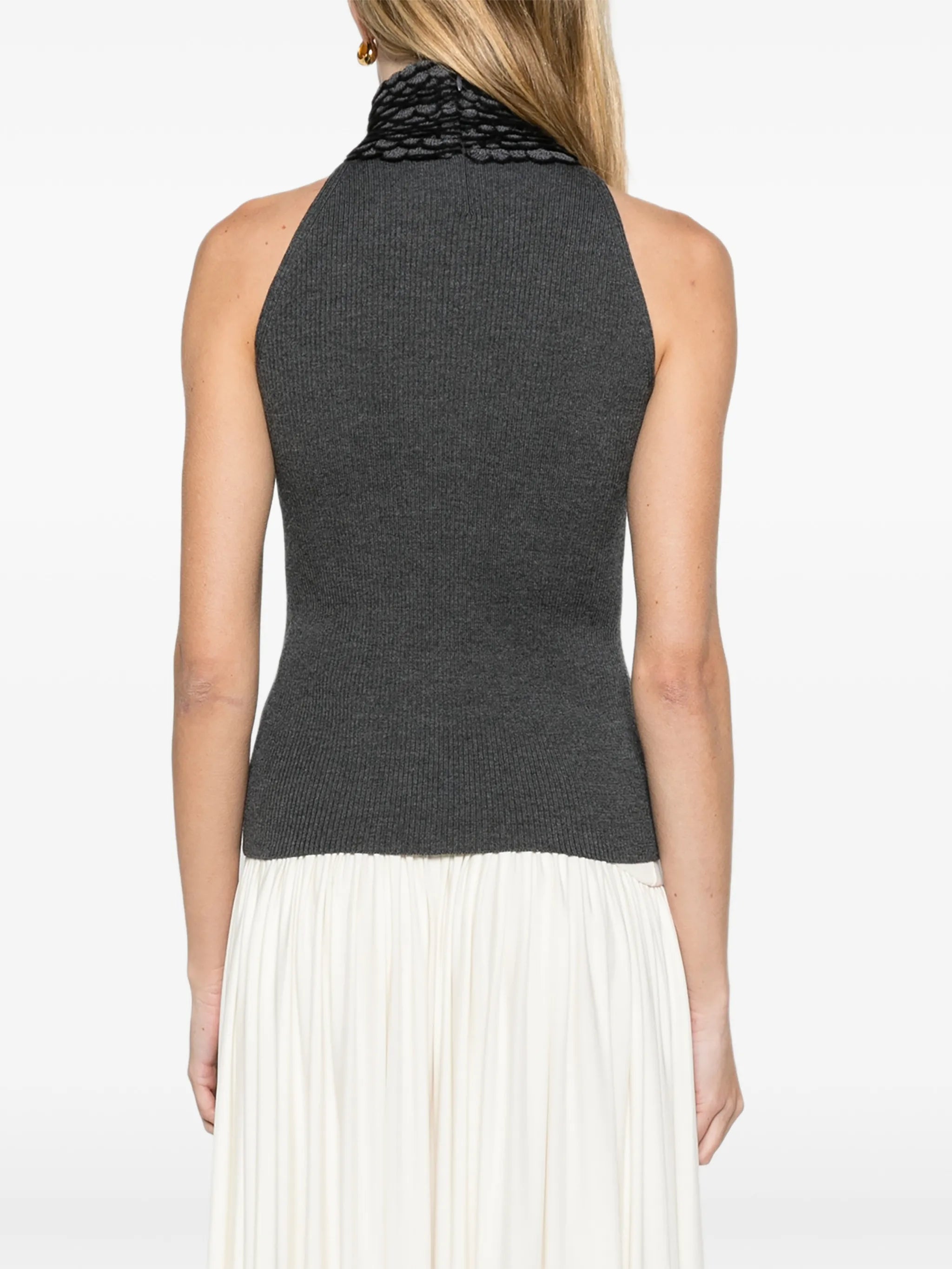 knit feathers top in brown
