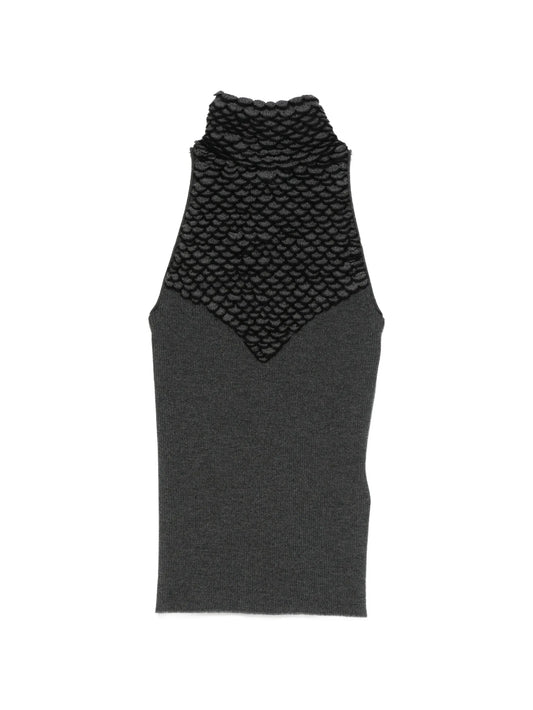 knit feathers top in brown