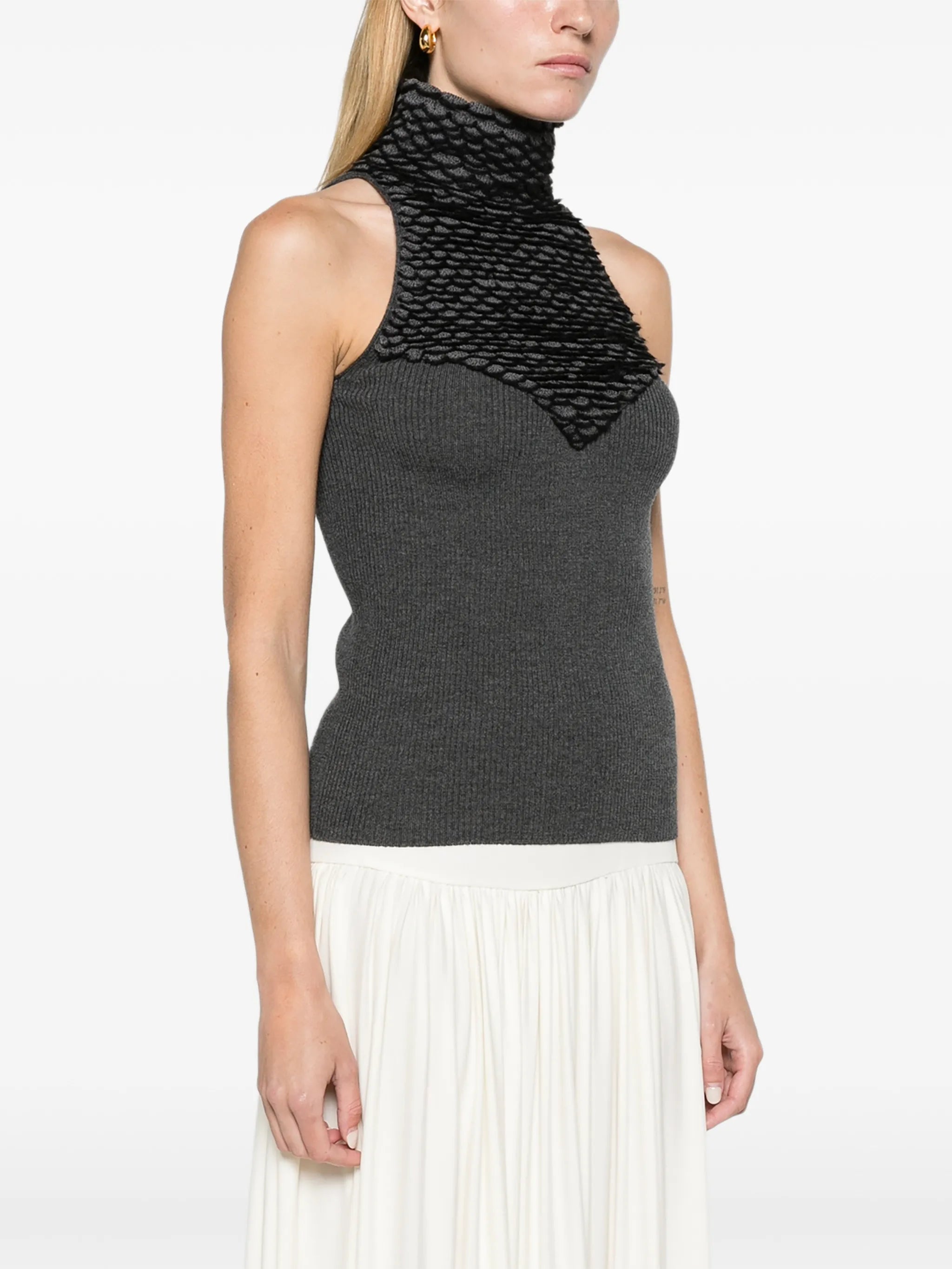 knit feathers top in brown