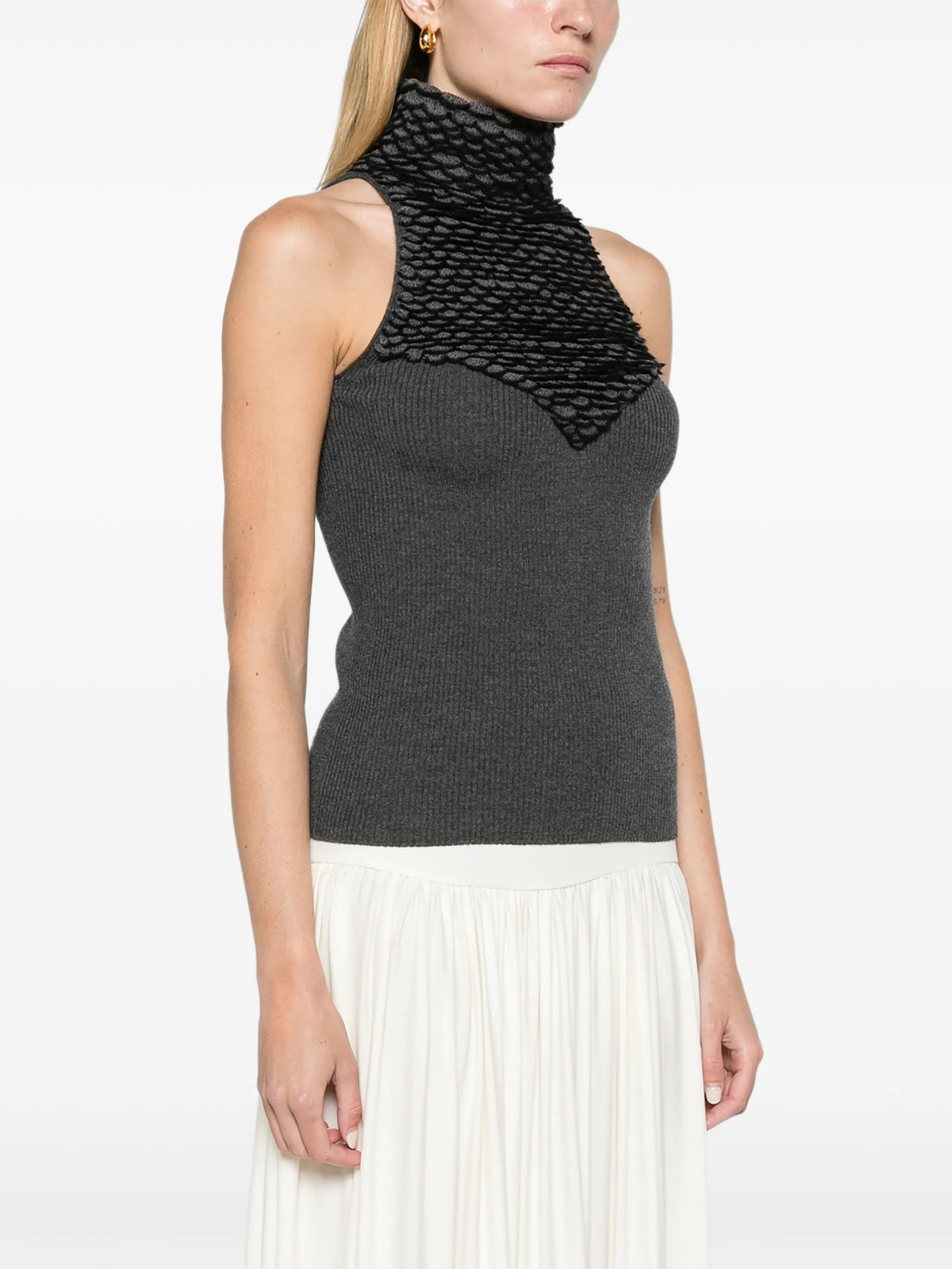 knit feathers top in brown