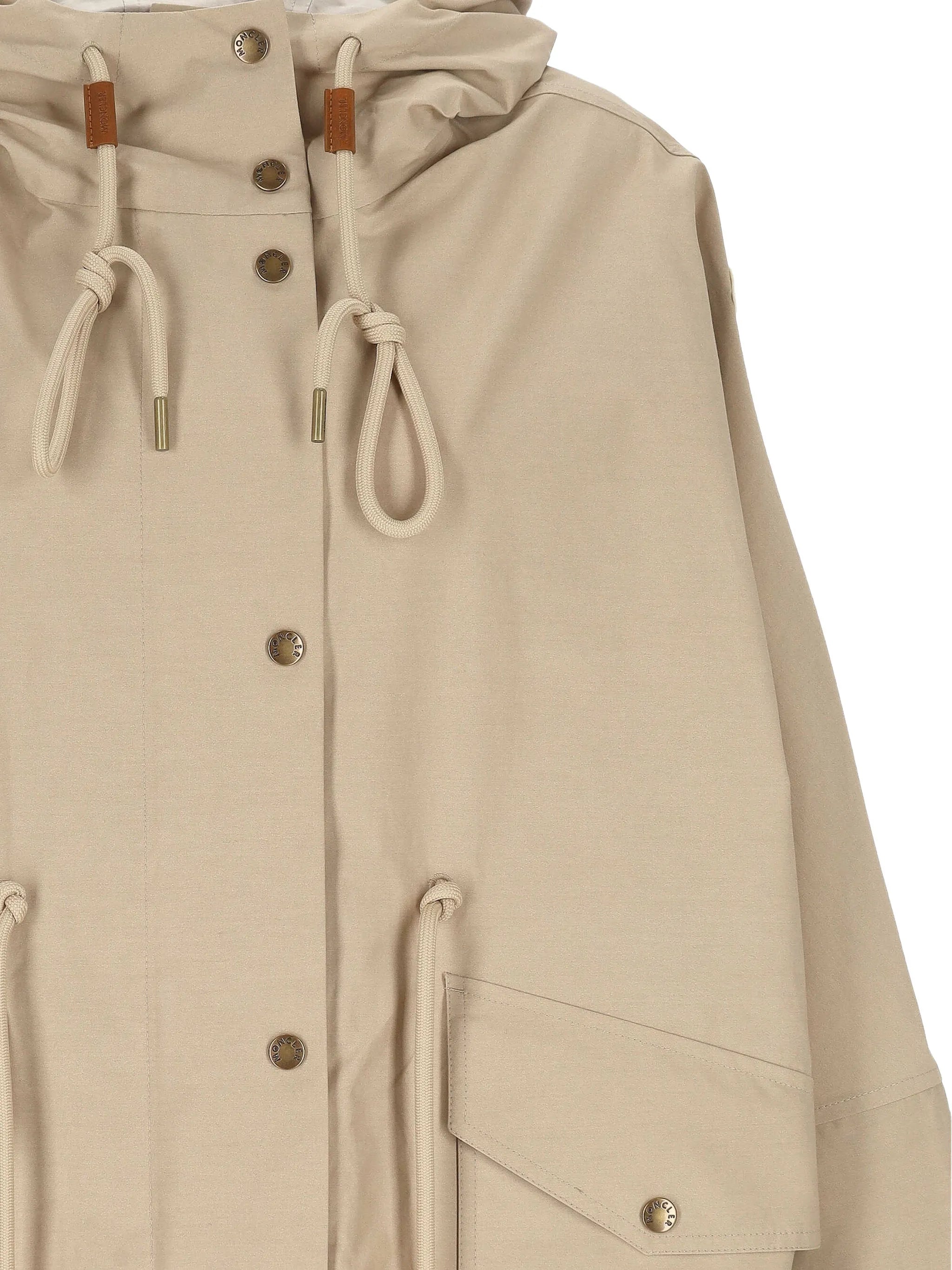buttoned hooded drawstring coat