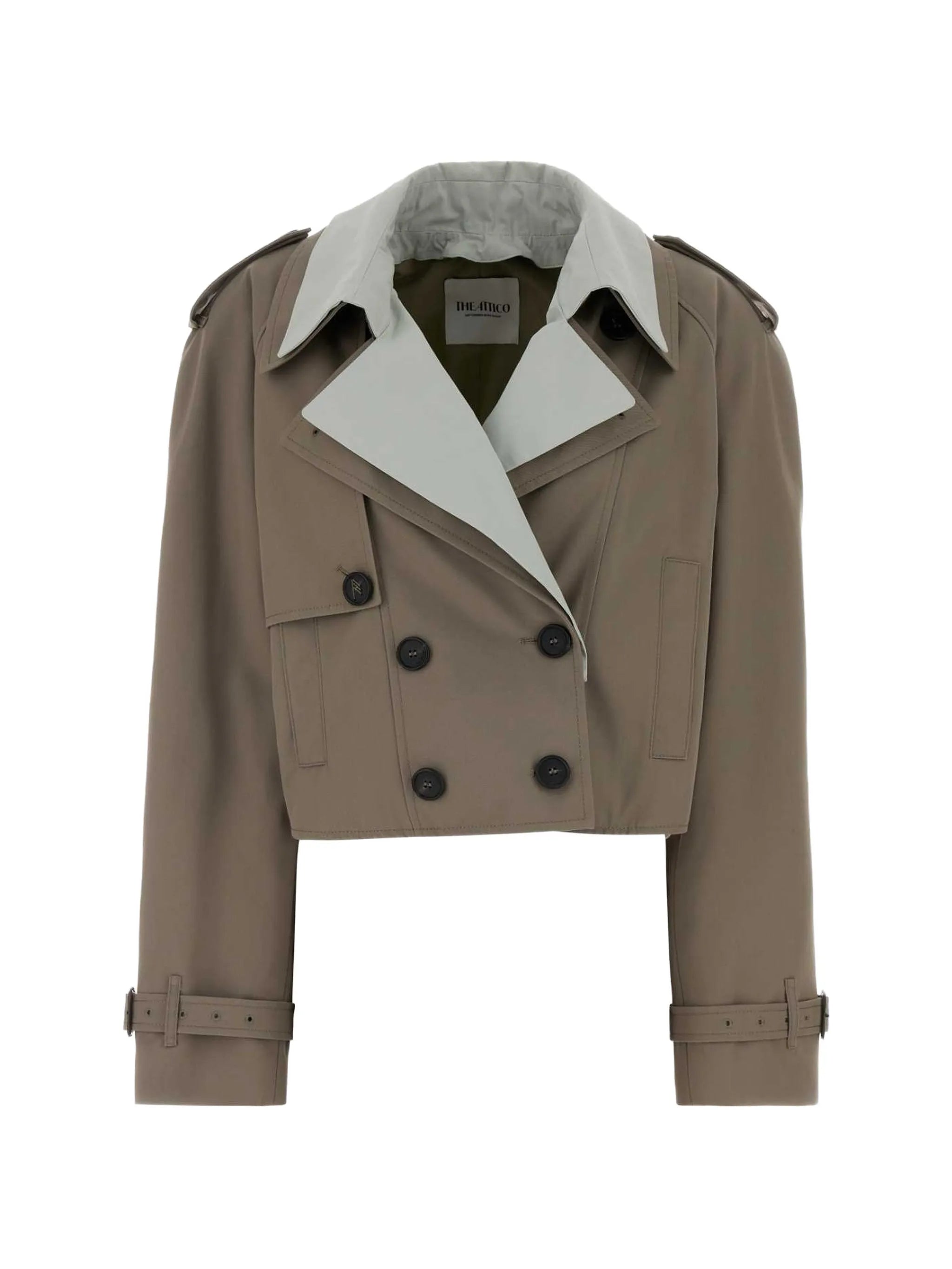 grey short trench coat