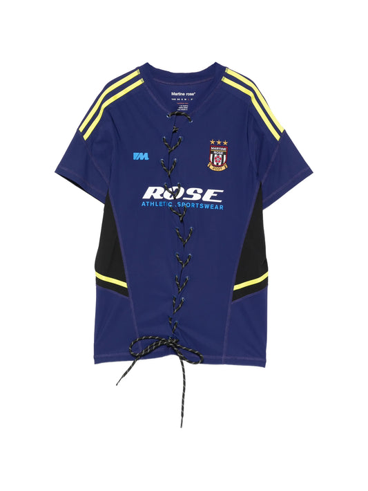 lace-up stripe T-shirt