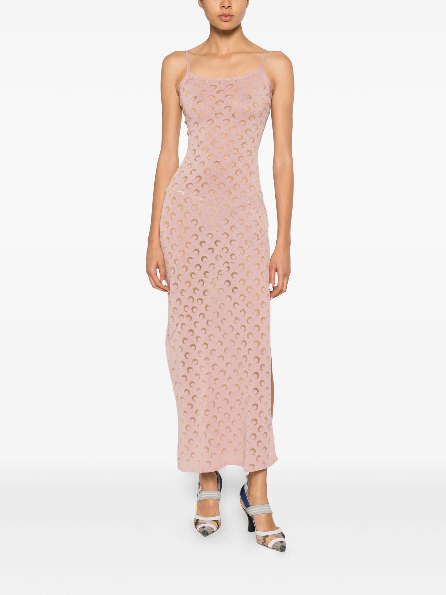 Crescent Moon-patterned maxi dress