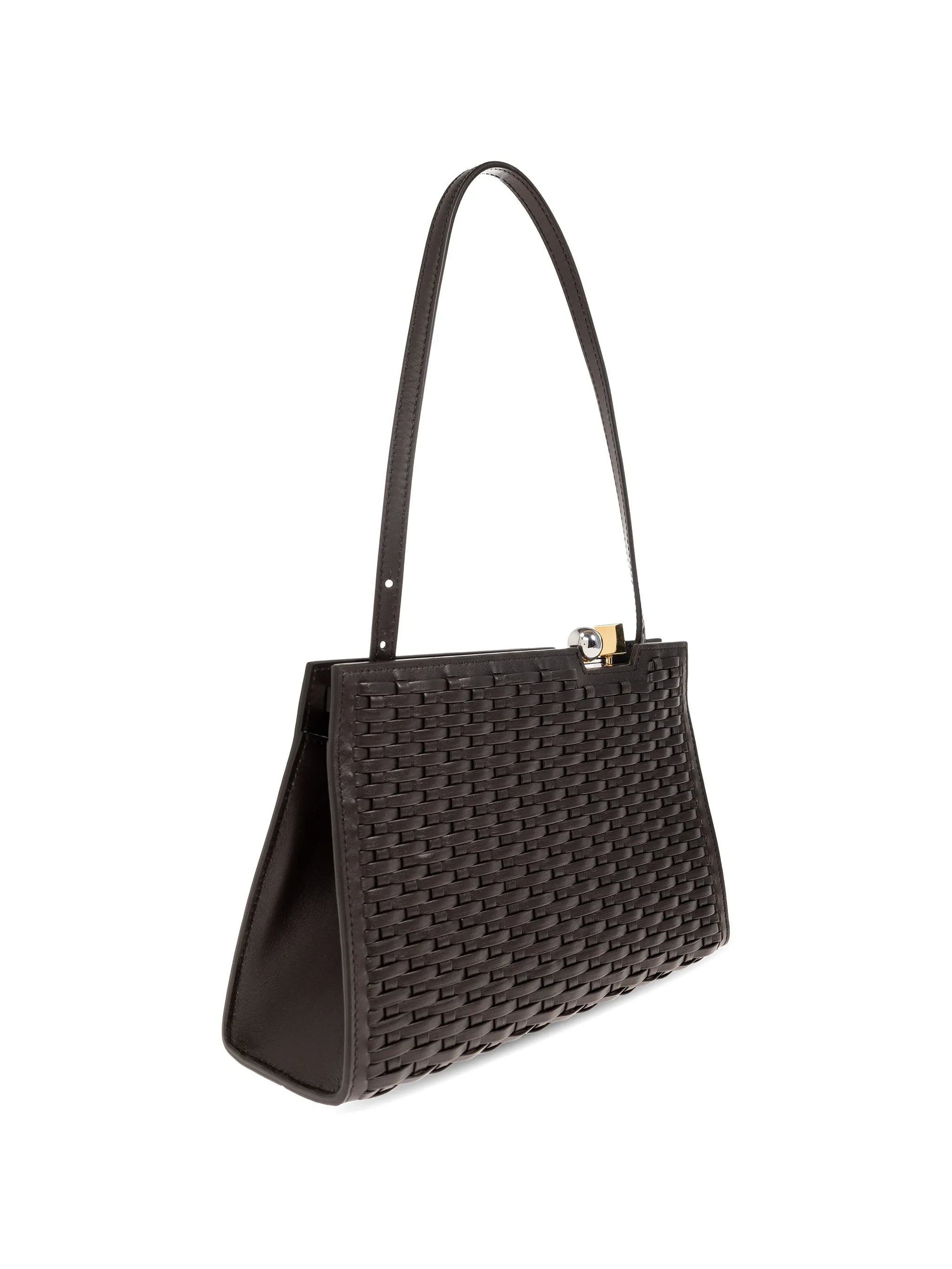 Salon woven leather shoulder bag
