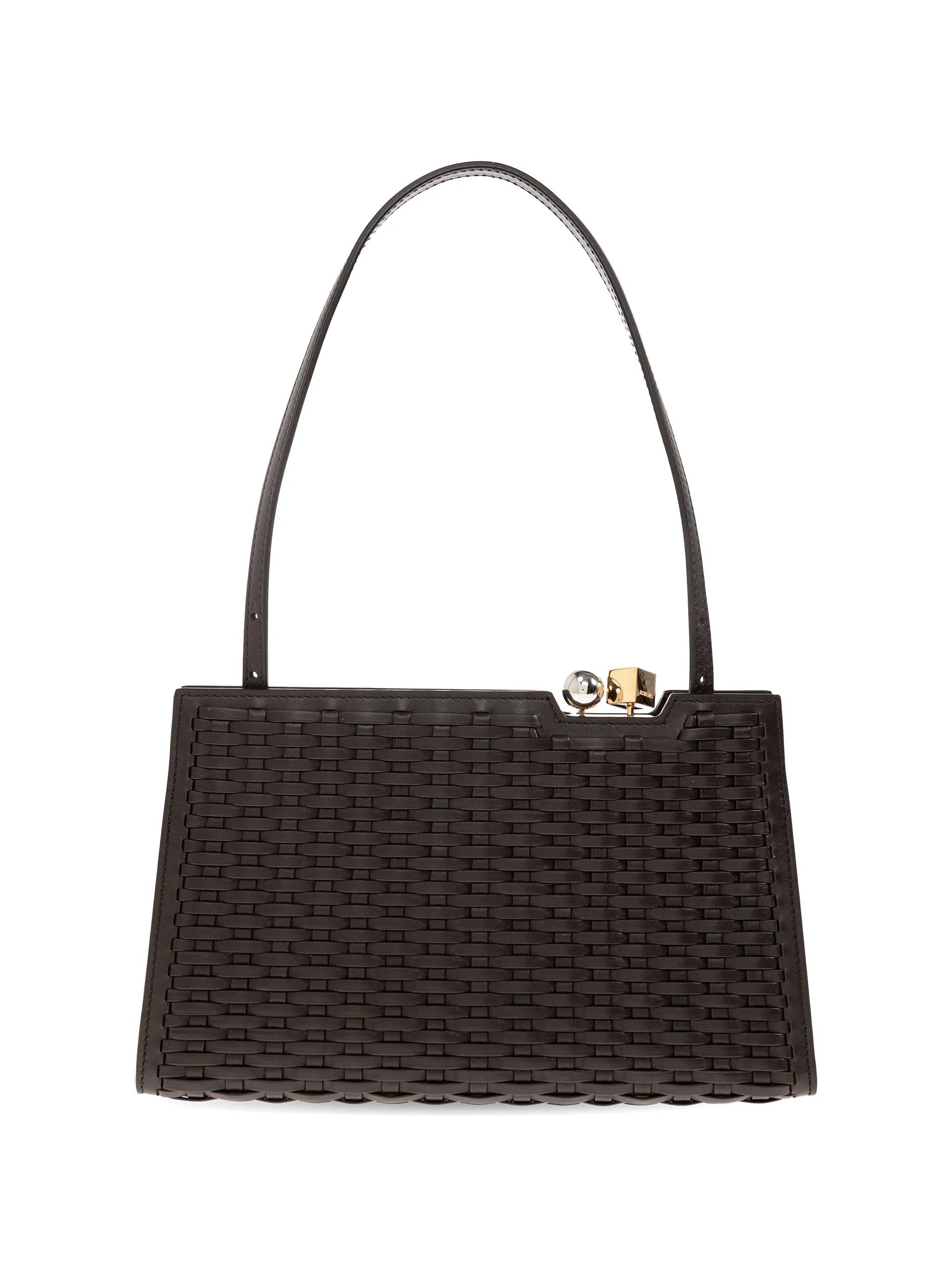 Salon woven leather shoulder bag
