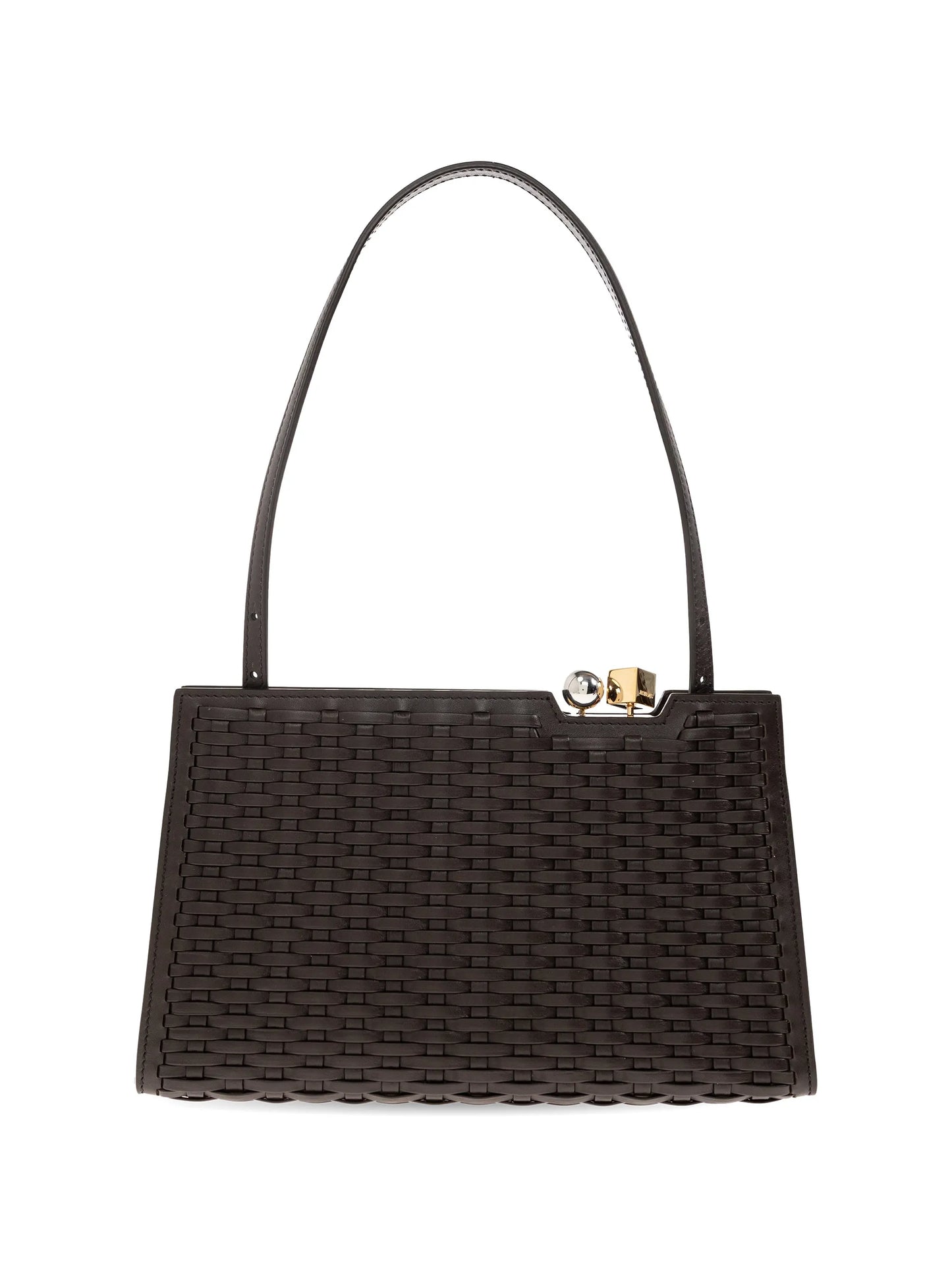 Salon woven leather shoulder bag