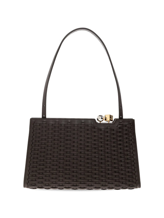 Salon woven leather shoulder bag