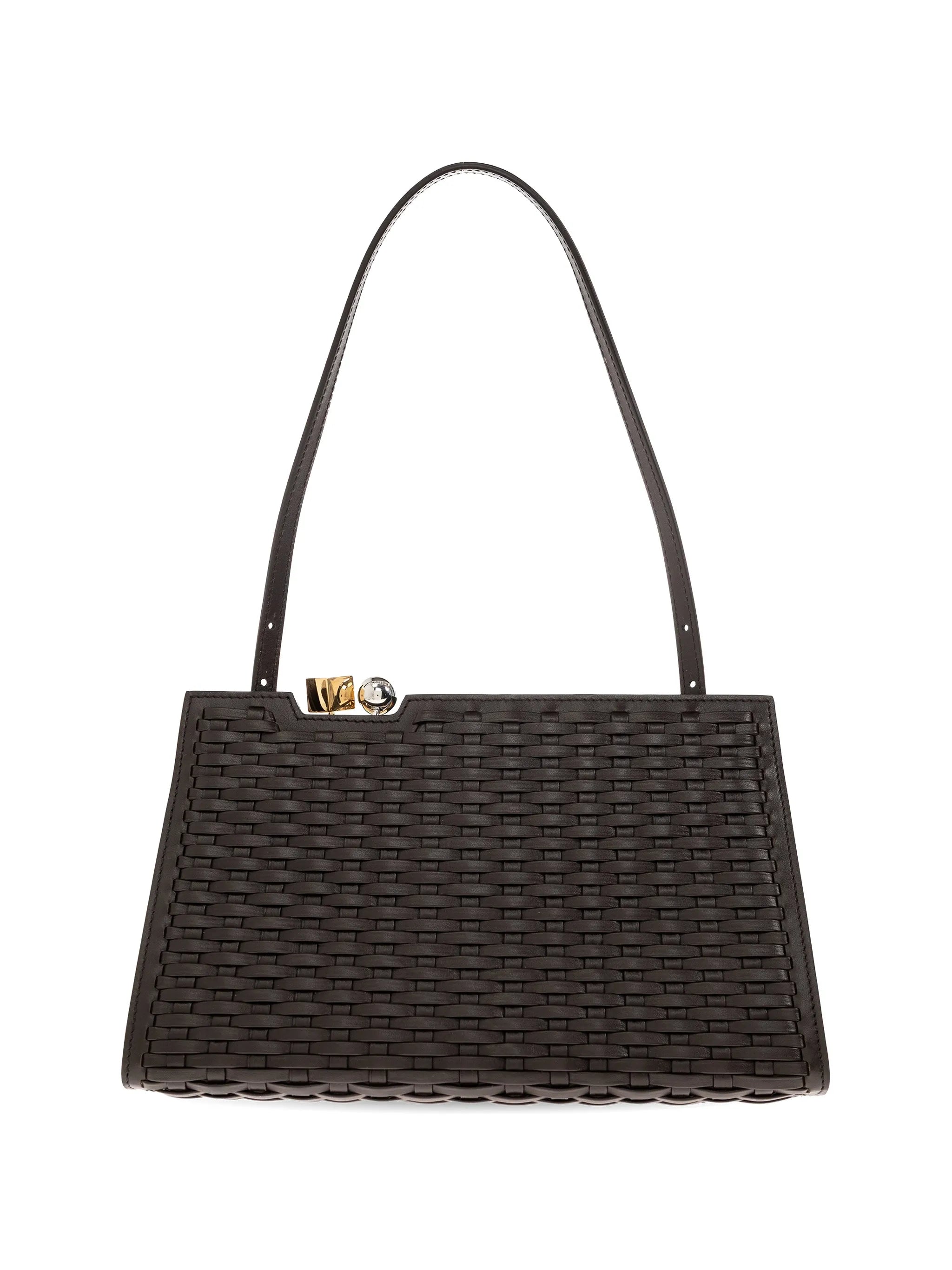 Salon woven leather shoulder bag