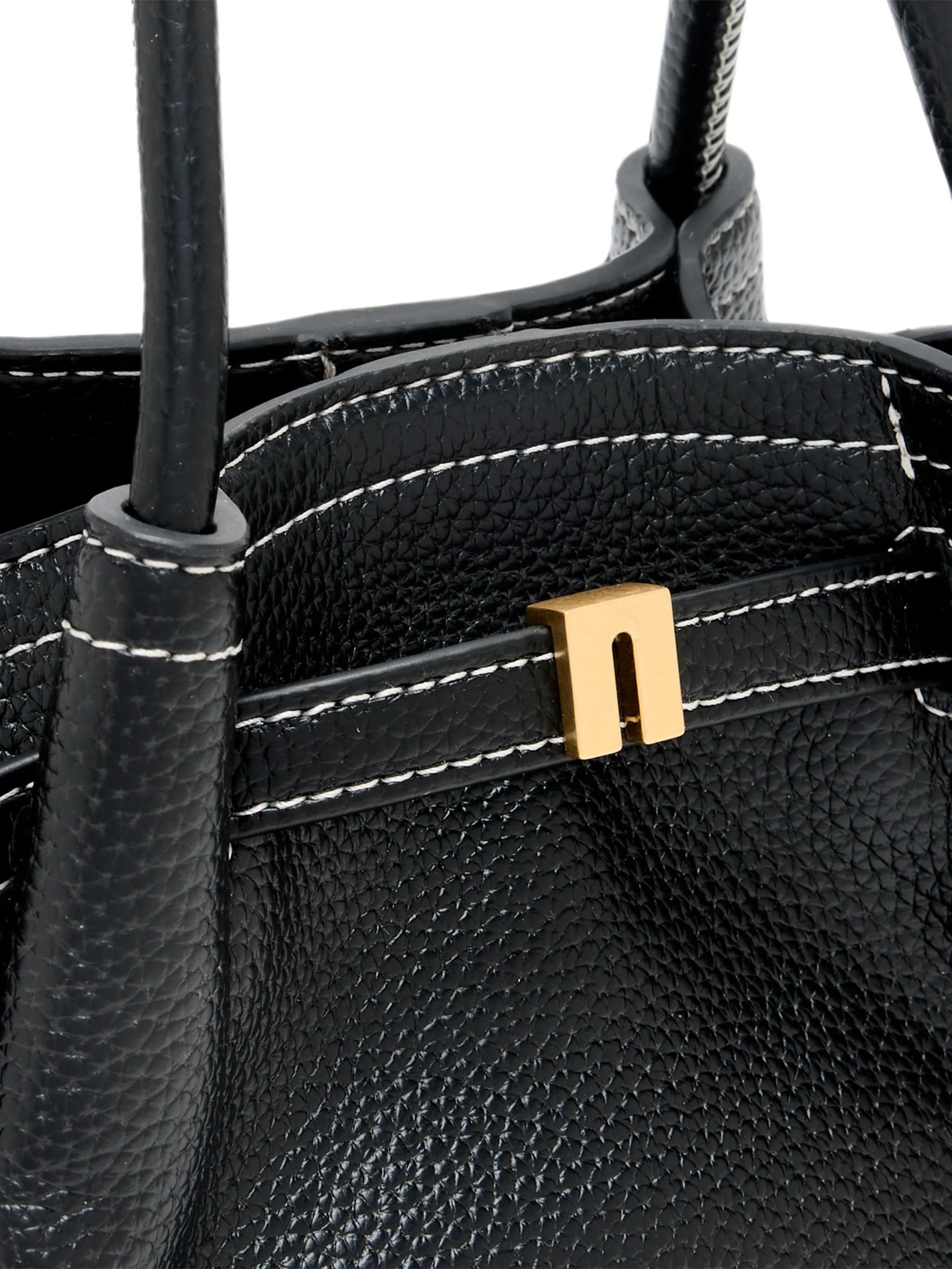 mini Hana contrast-stitch pebbled tote bag
