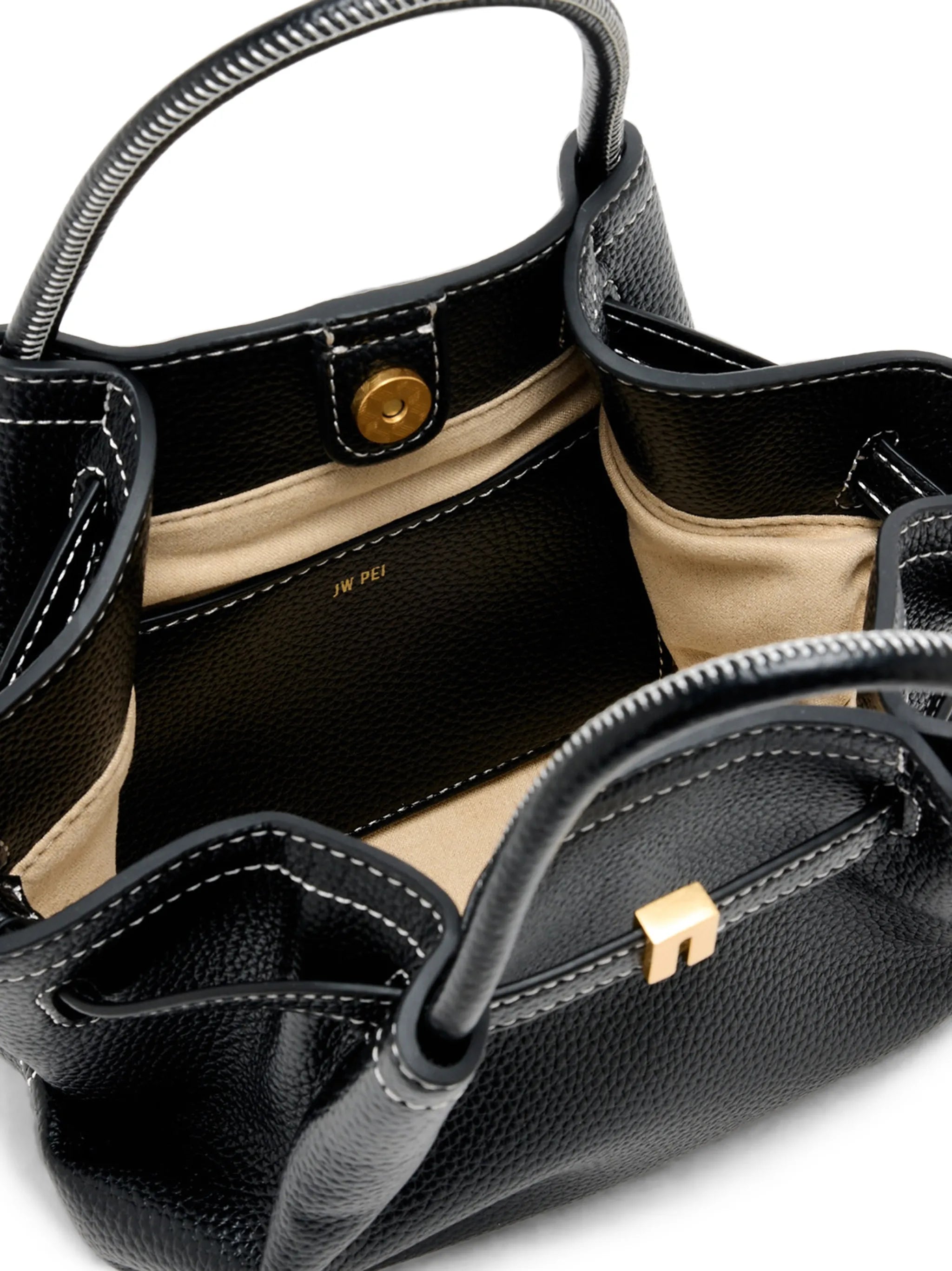 mini Hana contrast-stitch pebbled tote bag