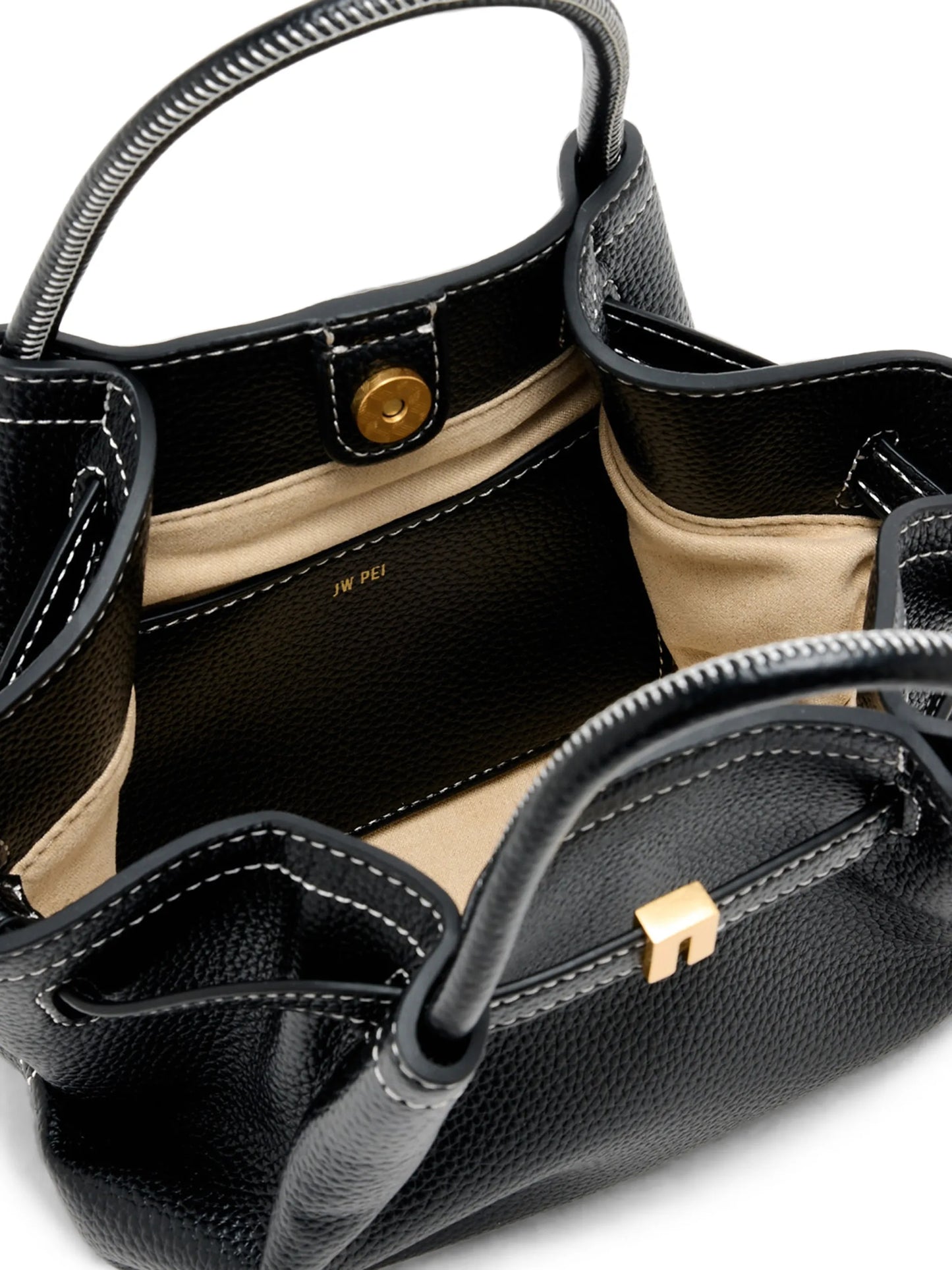 mini Hana contrast-stitch pebbled tote bag