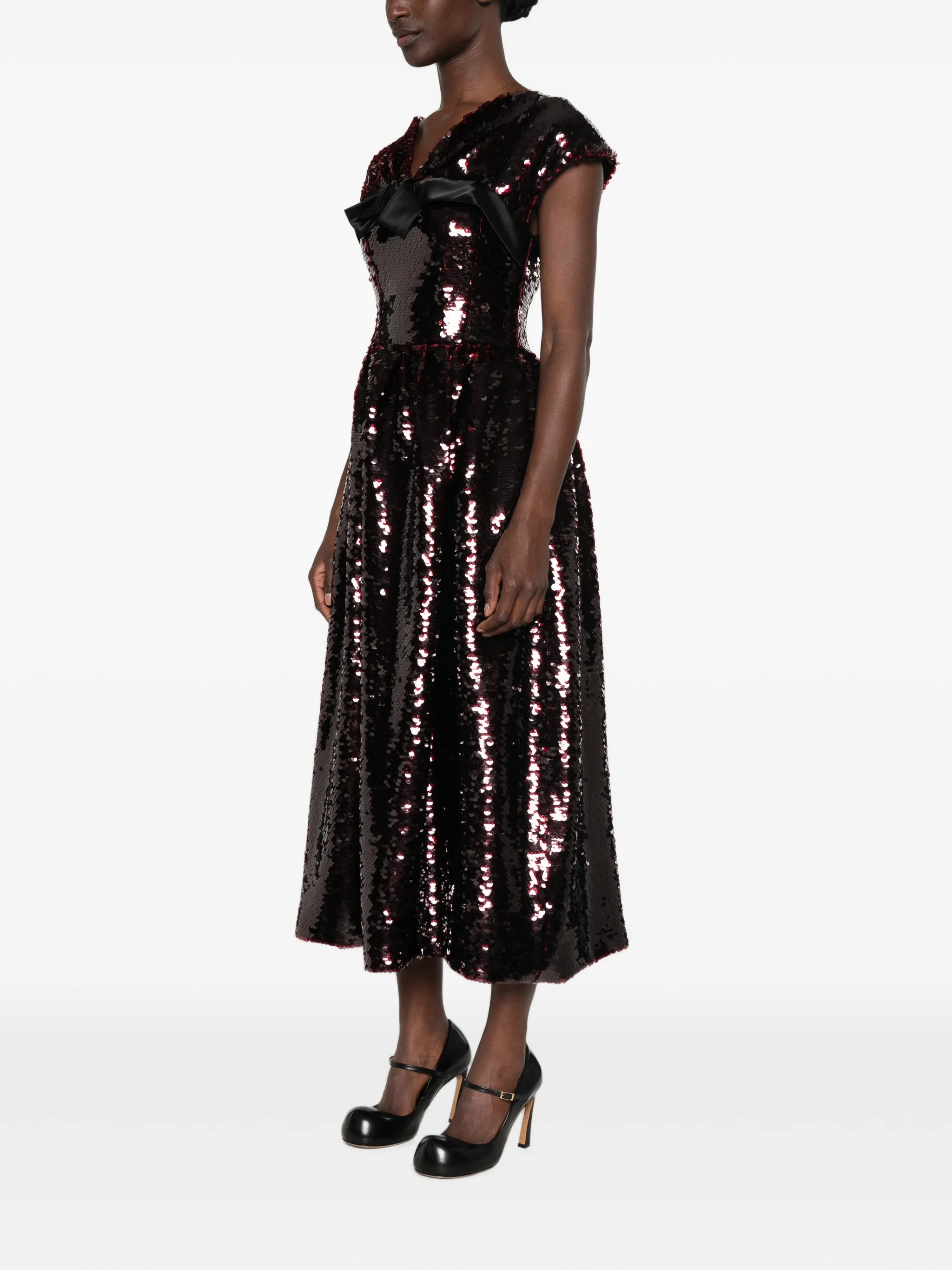 sequin-embellished bow-detail midi dress