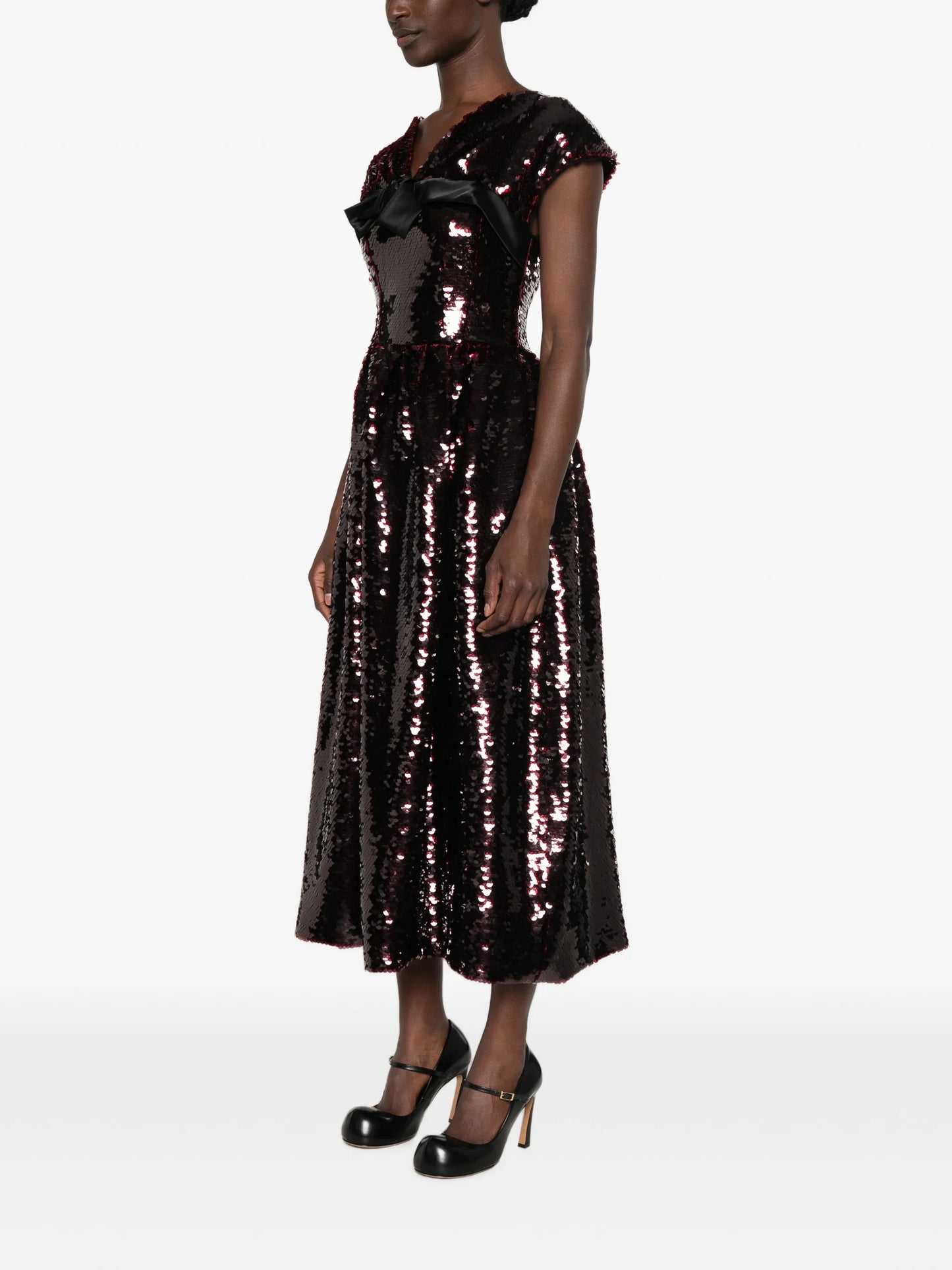sequin-embellished bow-detail midi dress