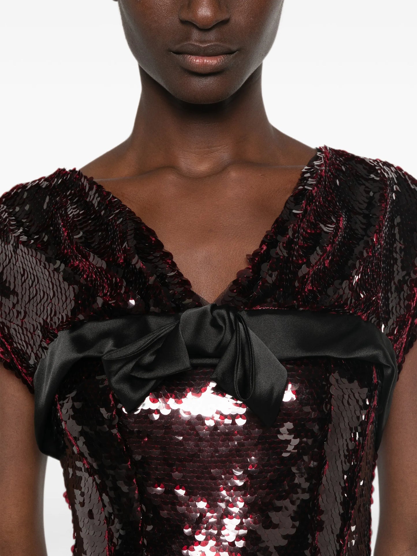 sequin-embellished bow-detail midi dress