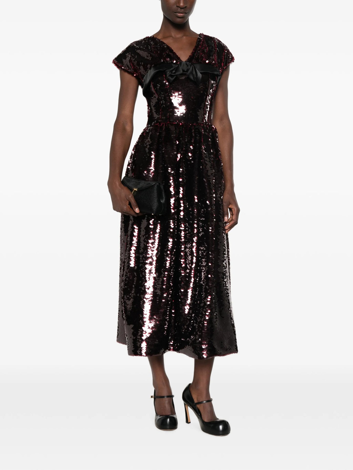 sequin-embellished bow-detail midi dress